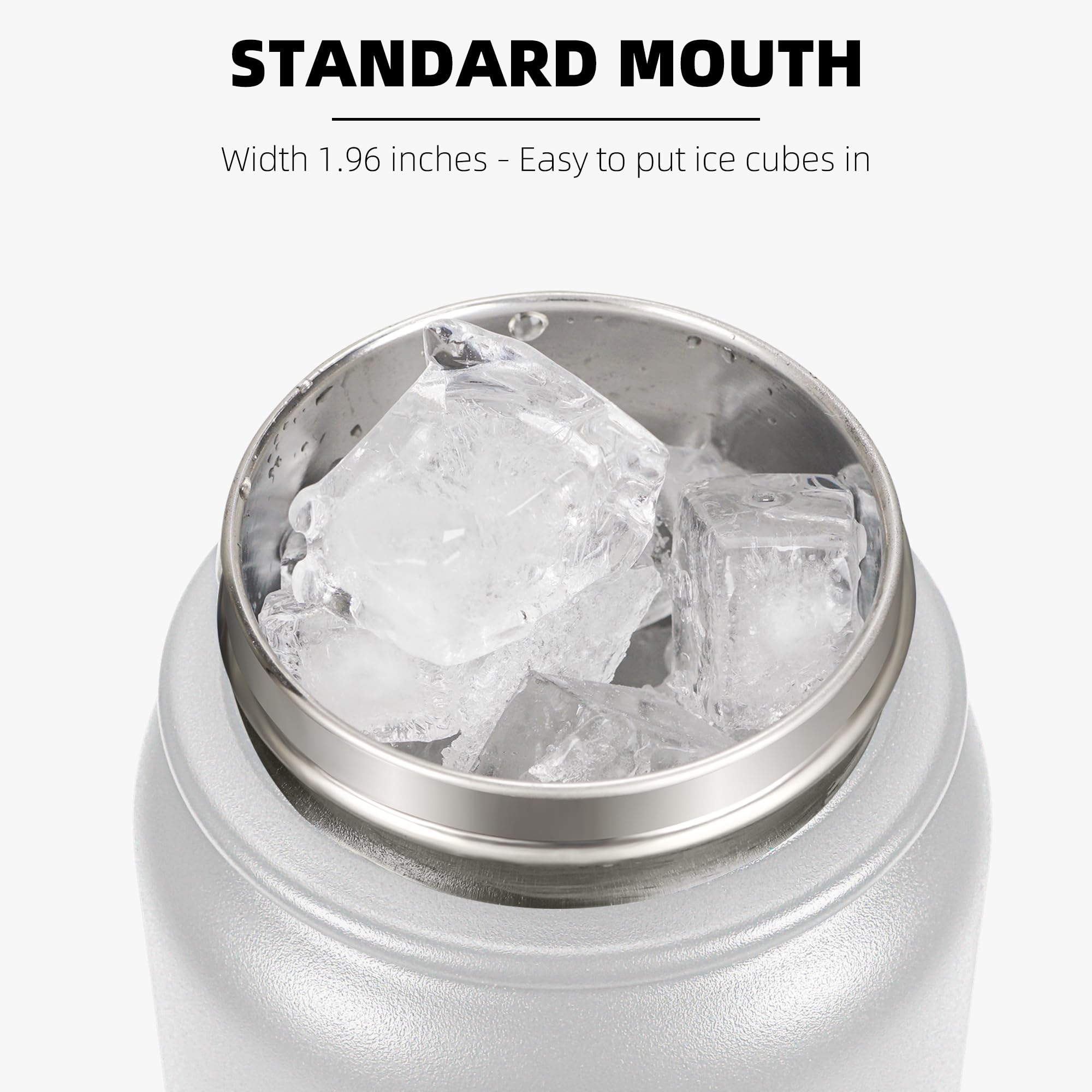 Fanhaw 20 Oz Insulated Stainless Steel Water Bottle With Chug Lid - Leak & Sweat Proof With Anti-Dust Lid (White Black)