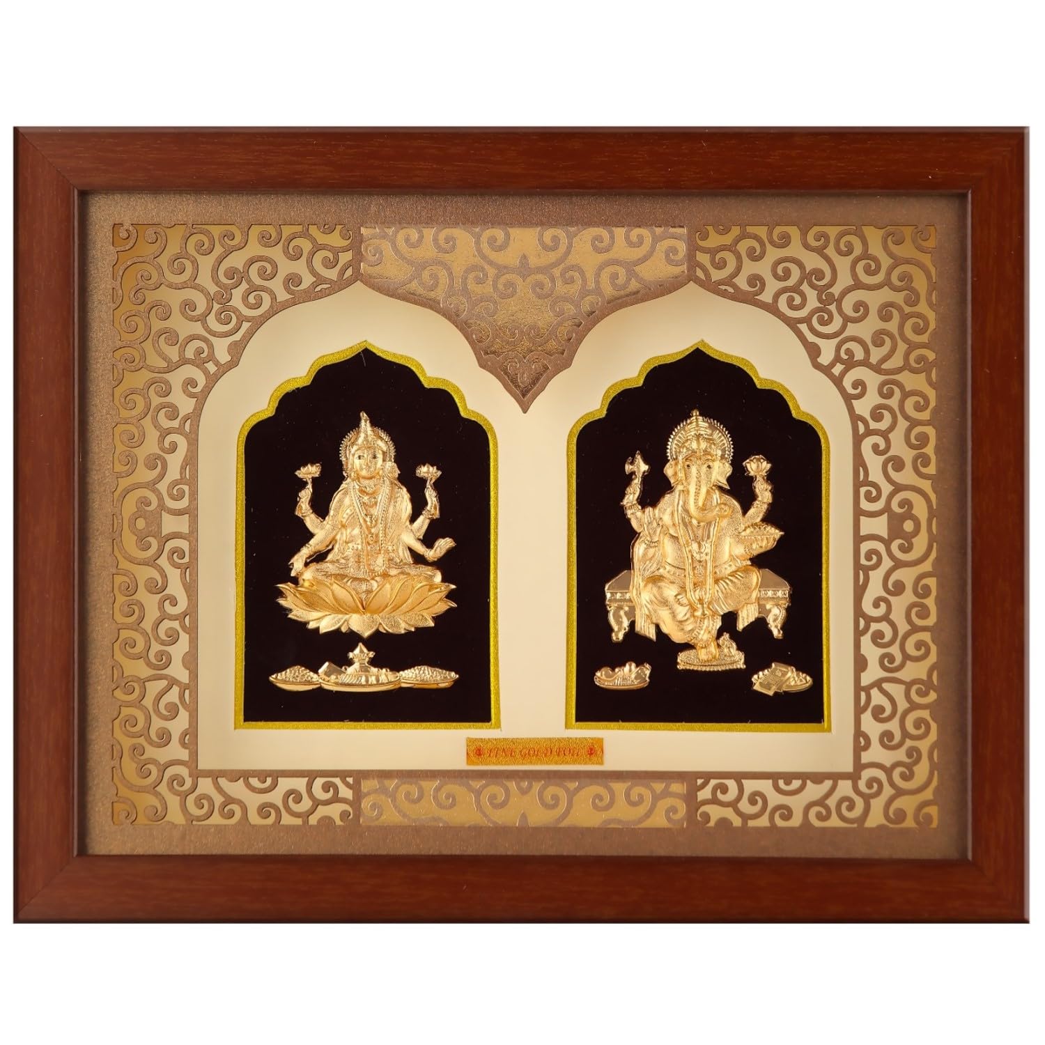 Pk & Pk Jewellers 24 Kt Gold Wall Art Decoration Item Pair Of Ganesh Ji And Lakshmi Maa (Aa-Mipf-001)