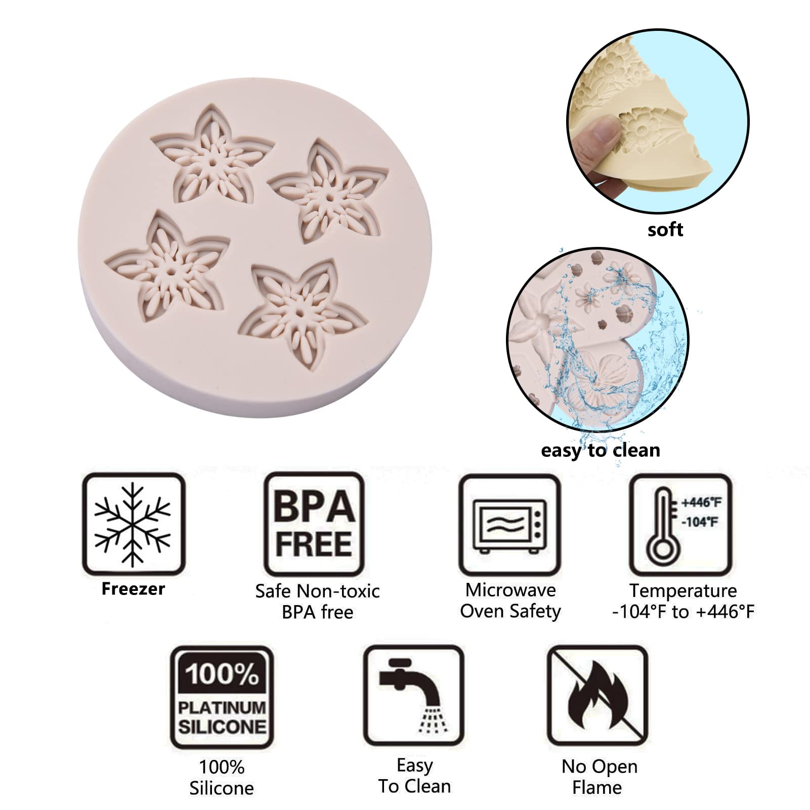 Hyacinth Flower Silicone Mold, Mini Dogwood Chocolate Silicone Mould, For Wedding Cake Decorators Cupcake Topper Gumpaste Candy