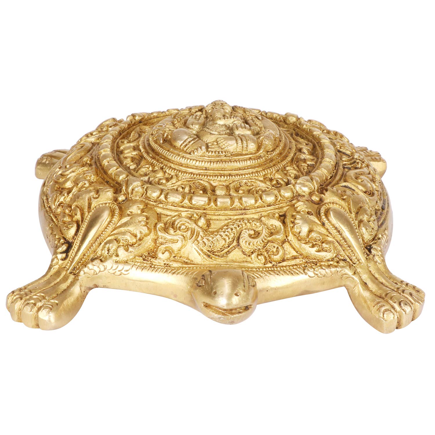 Svarup Brass Tortoise With Ganesha Vastu Kachua Ganesh Turtle For Fengshui Home Decor And Showpiece 8 Inch Gold Color