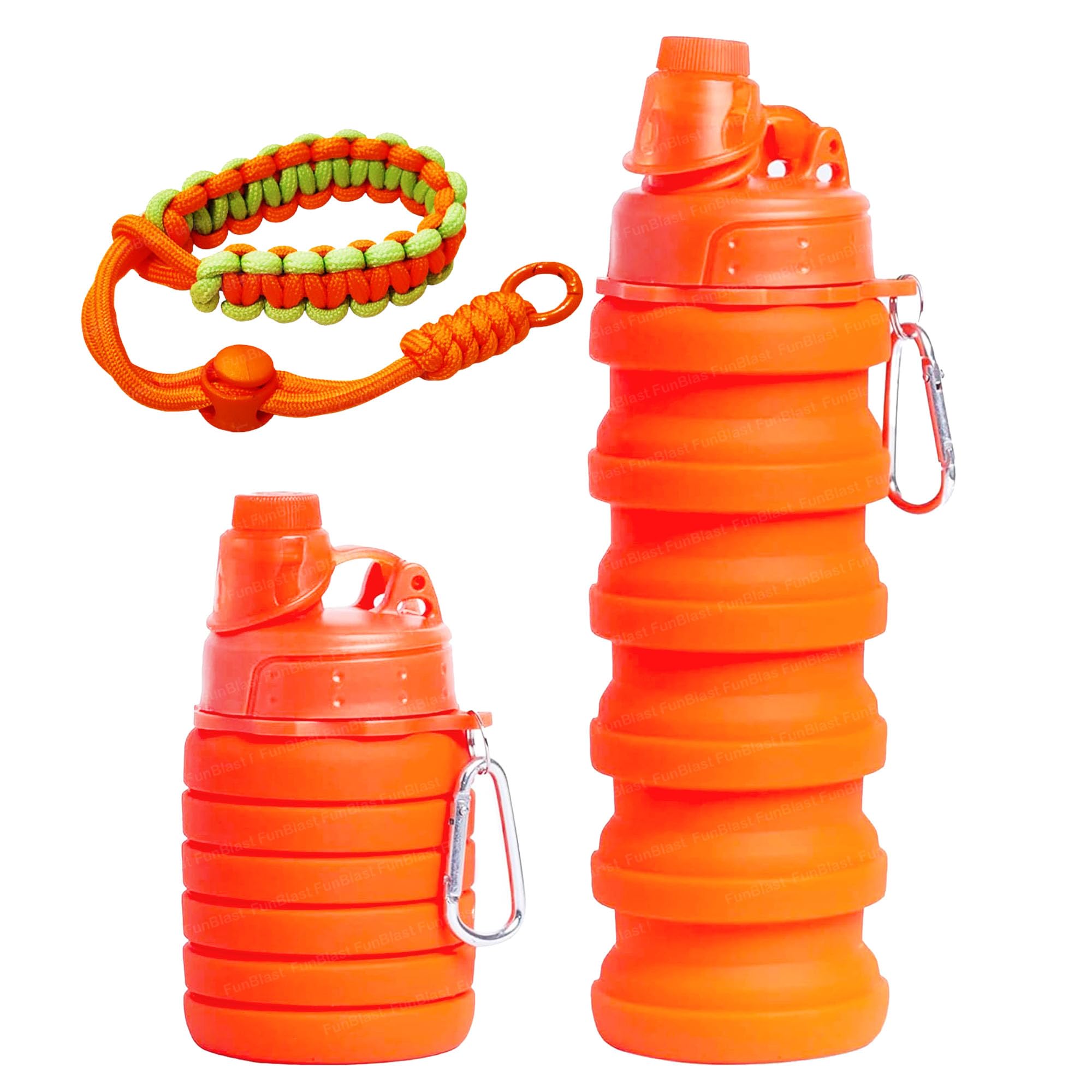 Funblast Silicone Sipper Bottle Bottle - 500 Ml, Expandable Water Bottle For Home, Office, Gym, Trekking, Bpa Free Food-Grade Co