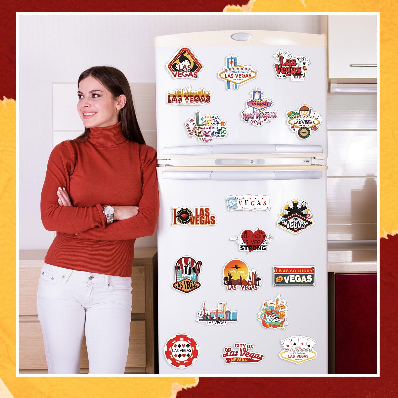 Konohan 30 Pcs Las Vegas Souvenirs Gifts Las Vegas Magnet for Refrigerator City Magnetic Refrigerator Stickers for Home Decorati