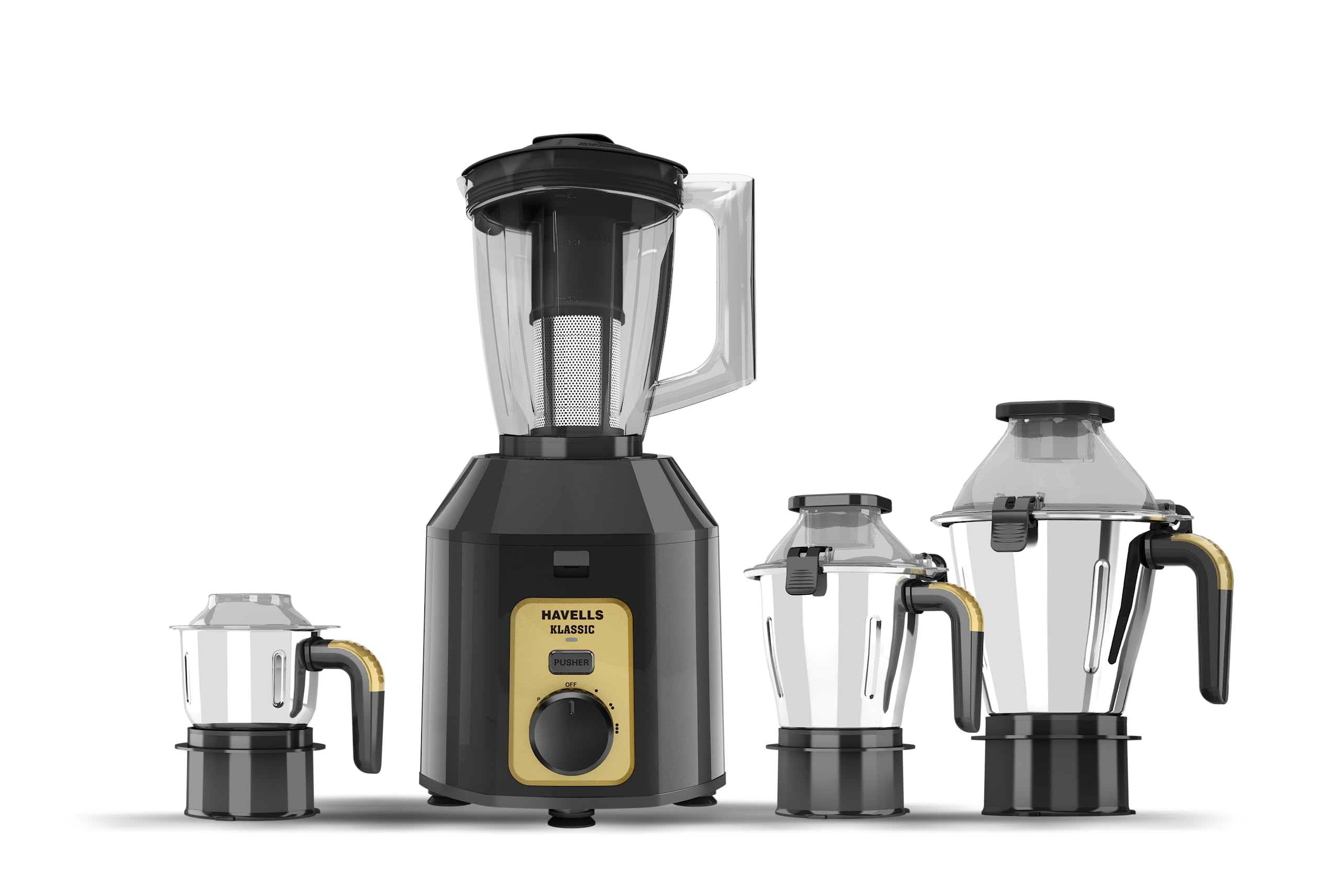 Havells Klassic 1000 Watts 4 Jar Mixer Grinder| High Speed Mixie 22000 Rpm Motor| 100 Minutes Continuous Run Time|2 Ltr Break Re
