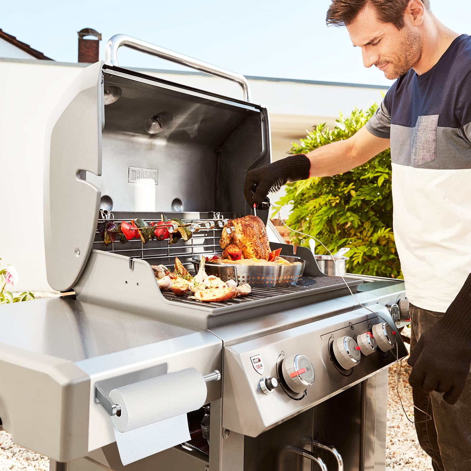 Paper Towel Holders Magnetic Steel Brushed Towel Roll Holders With Strong Magnetic Backing - Fit For Large Paper Towels-For Kitc