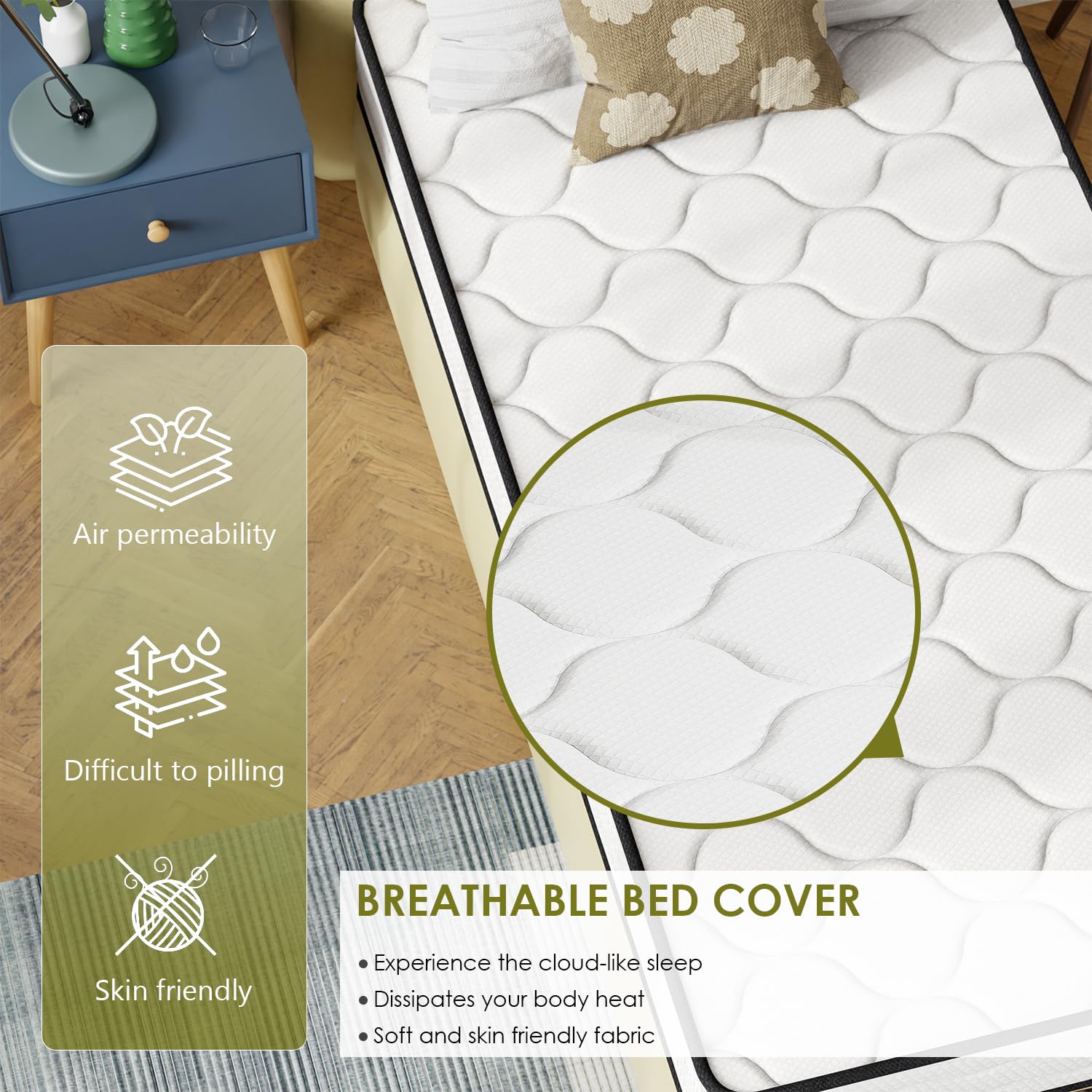 Paylesshere 8 Inch Mattress Medium Firm Spring Mattress Cool Sleep Pressure Relief Fiberglass Free Twin Size Mattress In A Box C