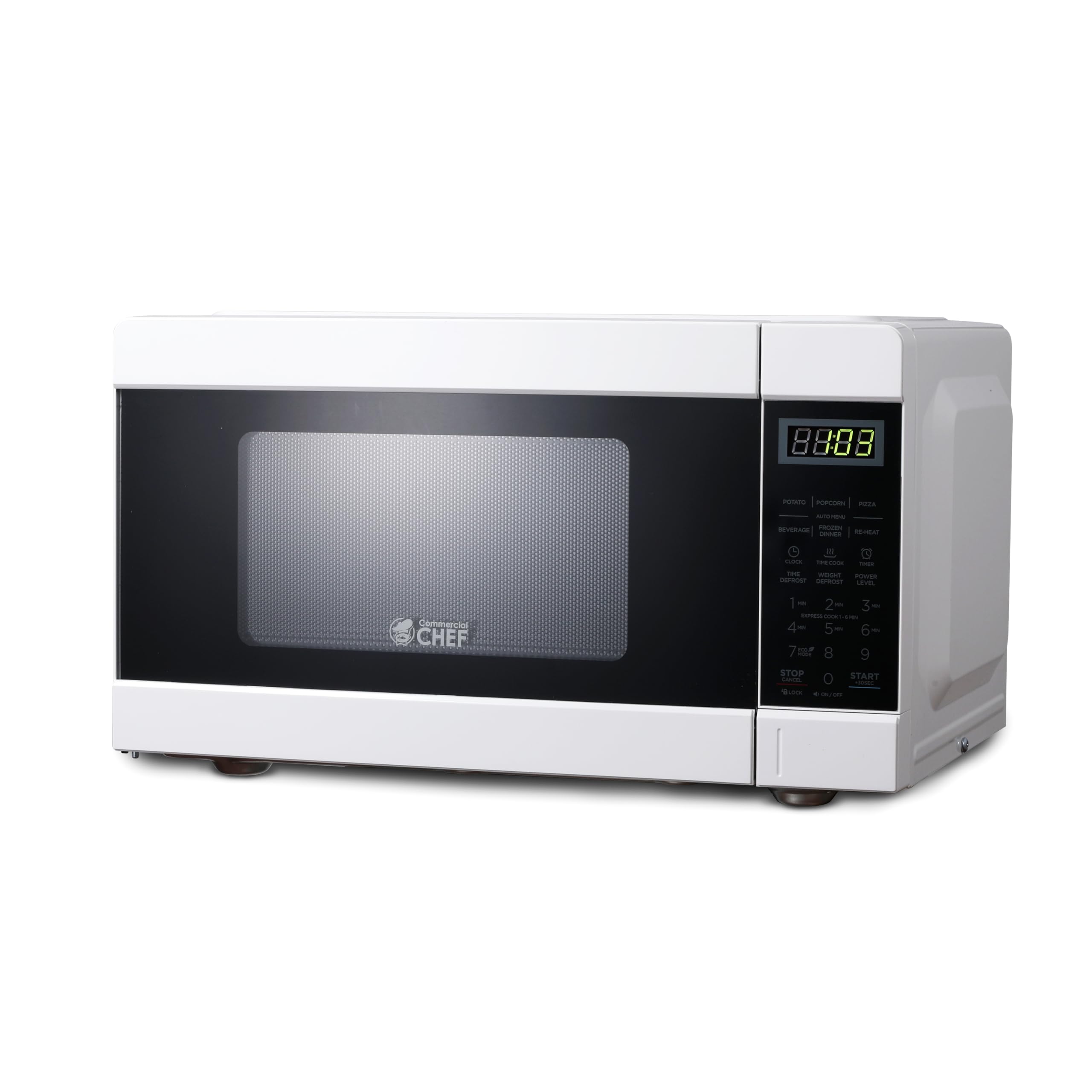 Commercial Chef 0.9 Cu Ft Microwave With 10 Power Levels, Push Button And Child Lock, 900 Watt Microwave With Digital Controls,