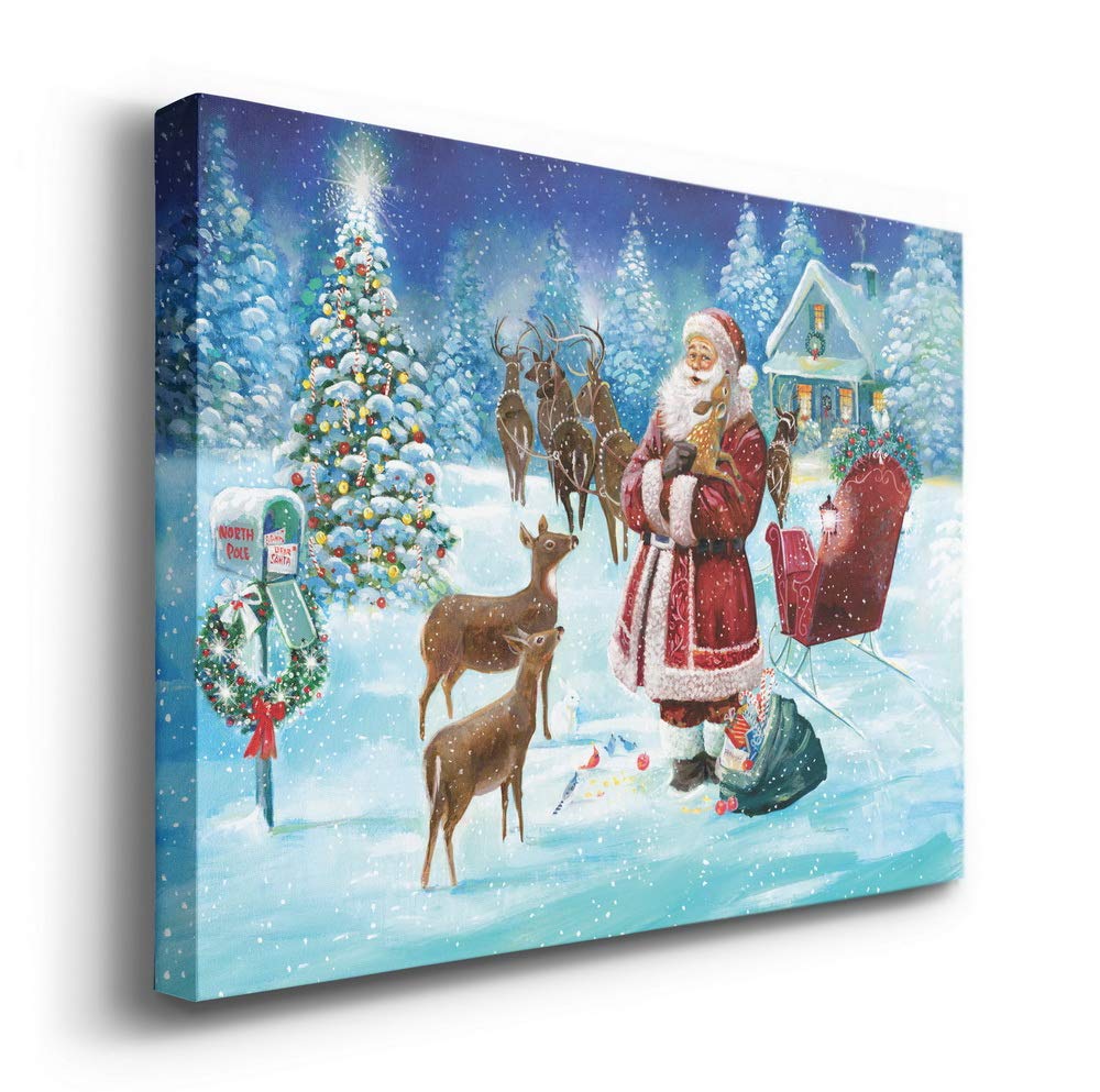 Renditions Gallery Canvas Festival Wall Art Modern Paintings & Prints Decorations Loving Christmas Santa Arrival Glam Snowy Wall