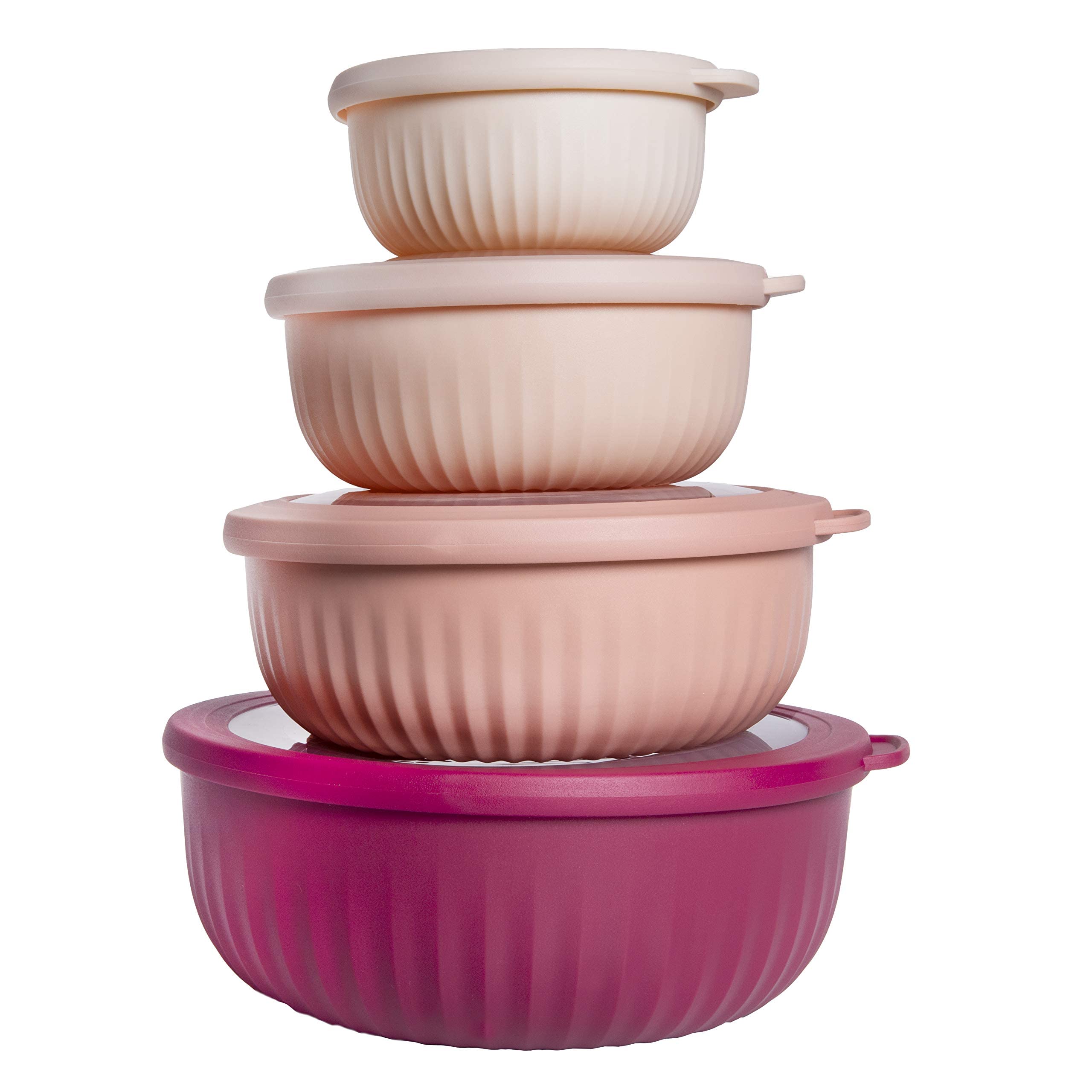 COOK WITH COLOR Prep Bowls - Wide Mixing Bowls Nesting Plastic Meal Prep Bowl Set with Lids - Small Bowls Food Containers in Mul