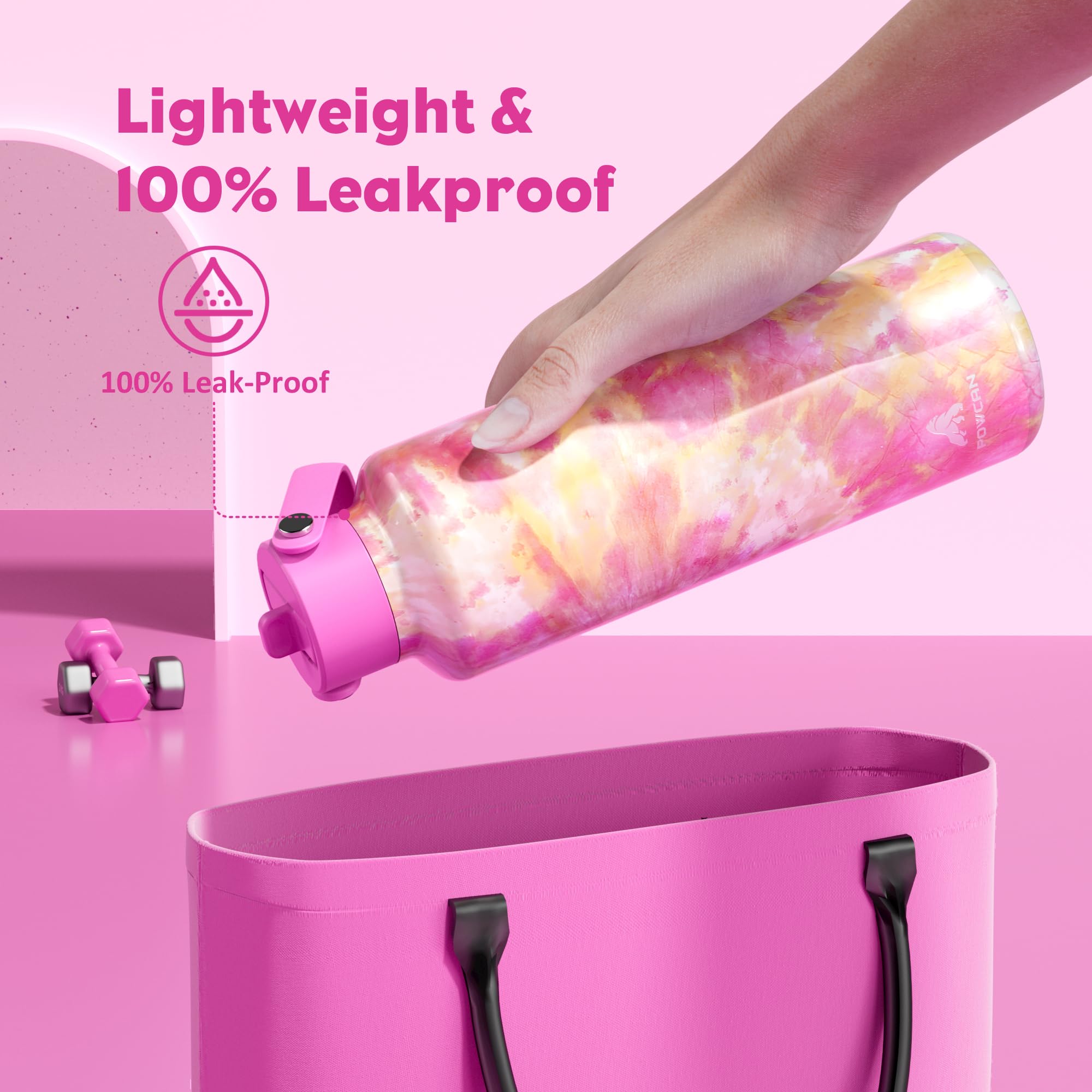 24 oz Vacuum Water Bottle for School: Lightweight, Leakproof, Flex Cap, BPA-Free, Cupholder Friendly, Vacuum Flask with Straw fo
