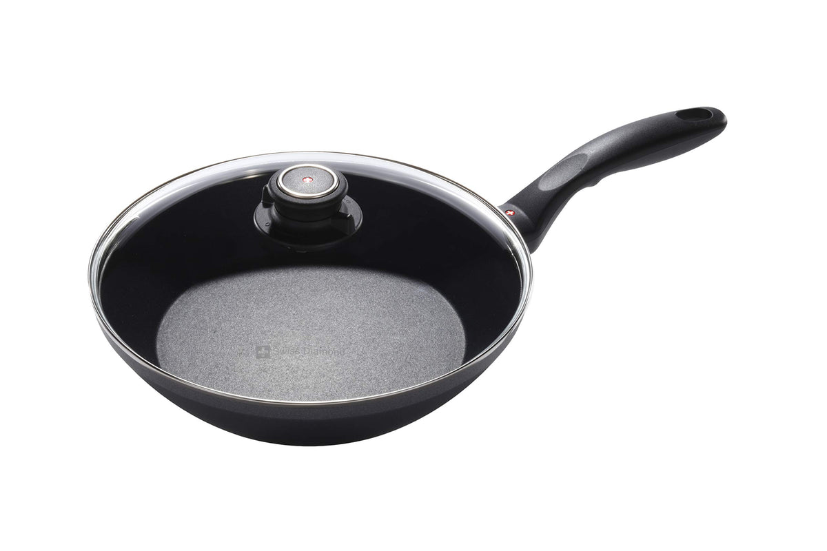 Swiss Diamond 9.5'' Stir Fry Pan Edge Nonstick Diamond Coated Aluminum Stir Fry Pan, With Lid - Pfoa Free, Dishwasher Safe And O