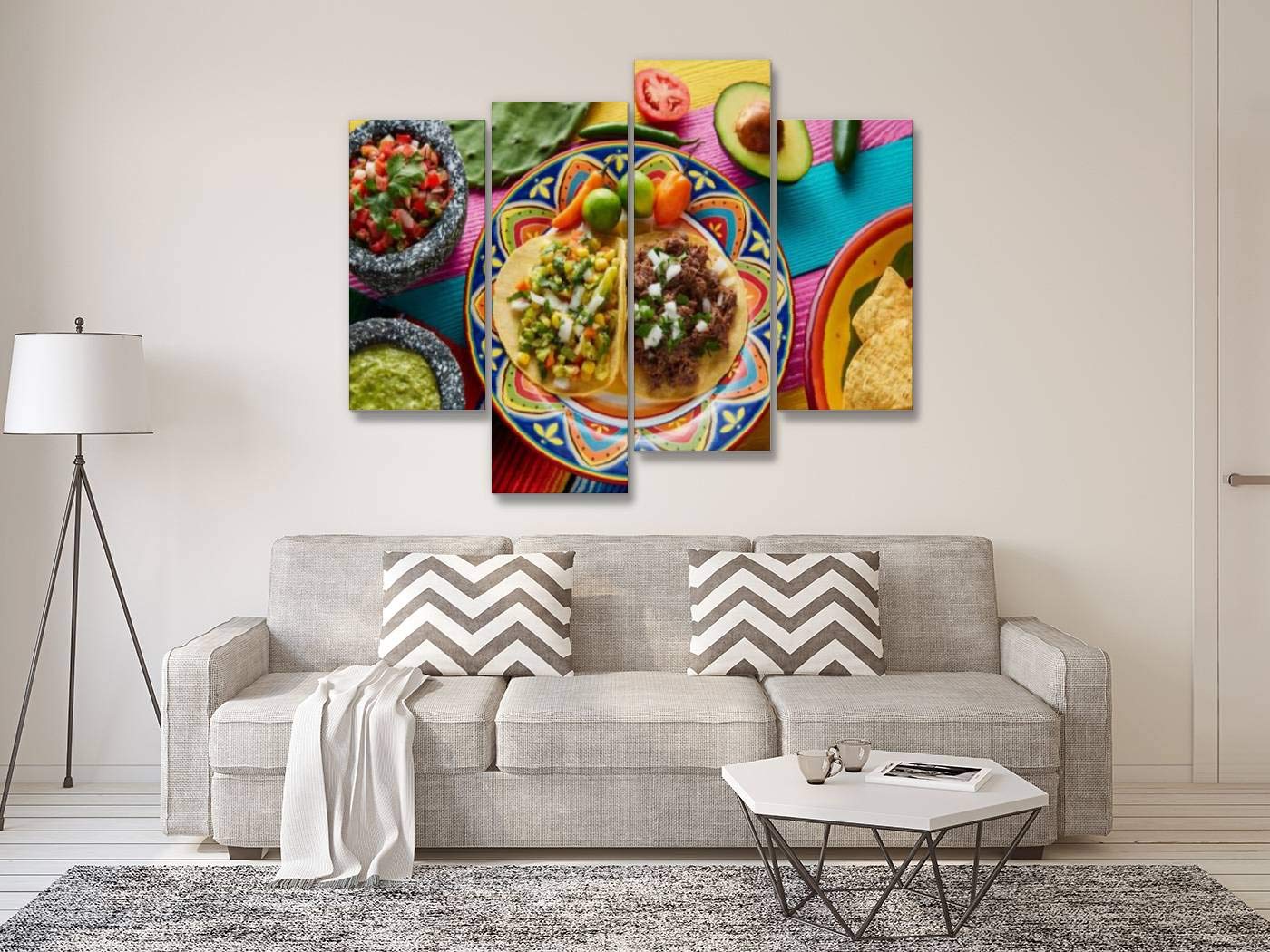 Canvas Wall Art Painting Pictures Mexican Platillo Tacos Barbacoa And Vegetarian Modern Artwork Framed Posters For Living Room R