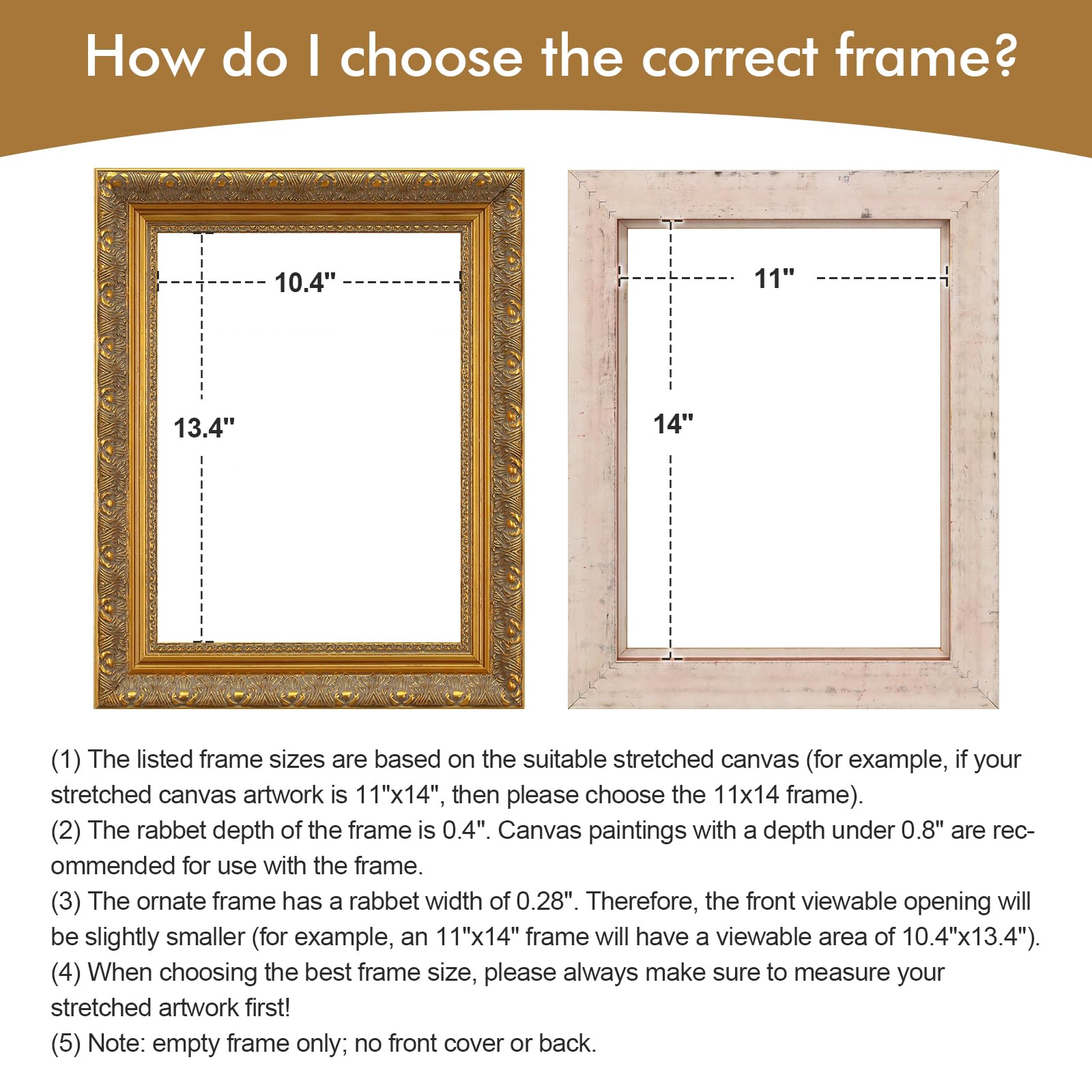 FOLKOR Antique Gold Ornate Frame for 11x14 Inch Canvas Art - Solid Wood, Empty Frame for Portrait & Landscape Decor
