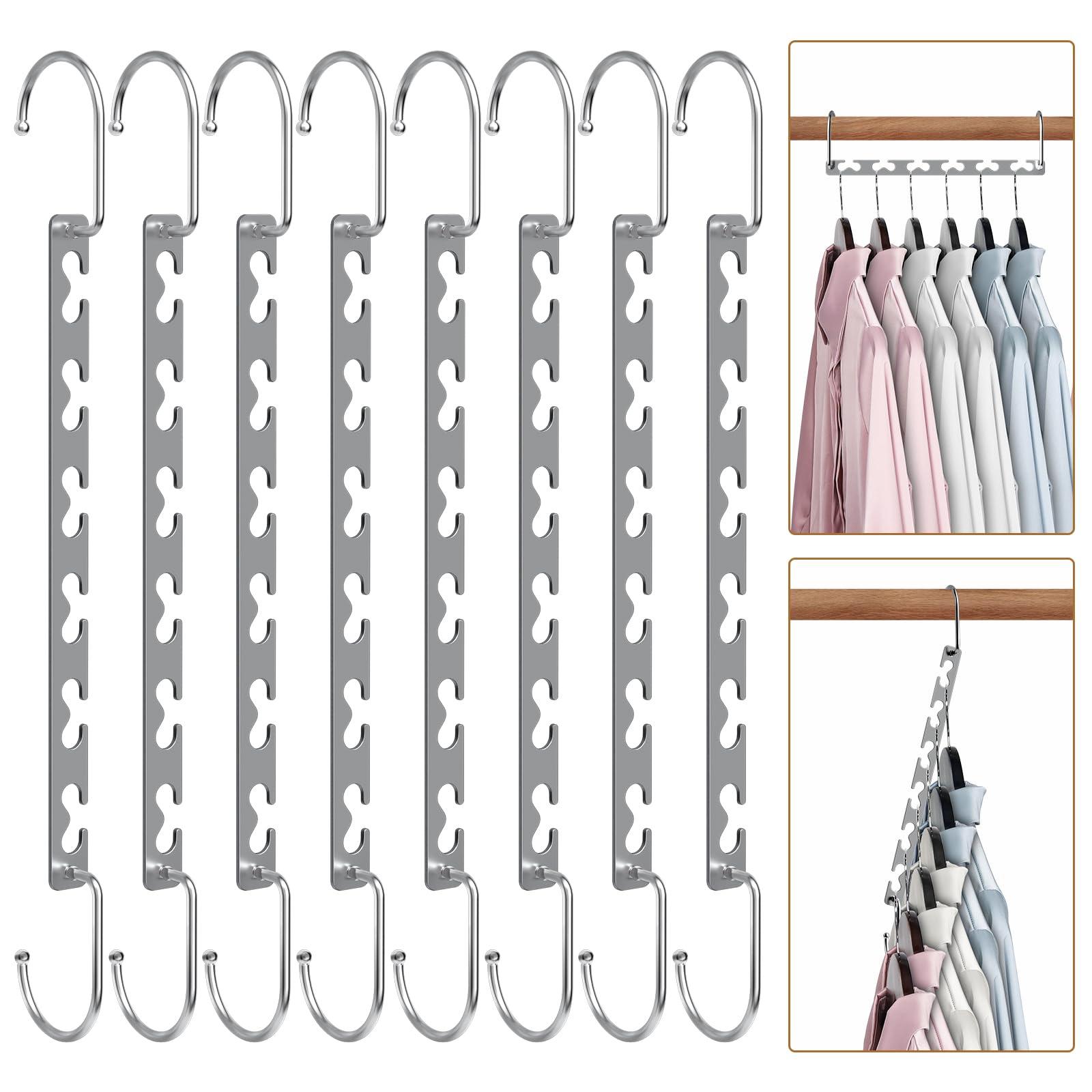 Sindax Magic Clothing Hangers Space Saving, Sturdy Metal Hangers Wardrobe Closet Organizer Space Saving Hanger - 8 Pack