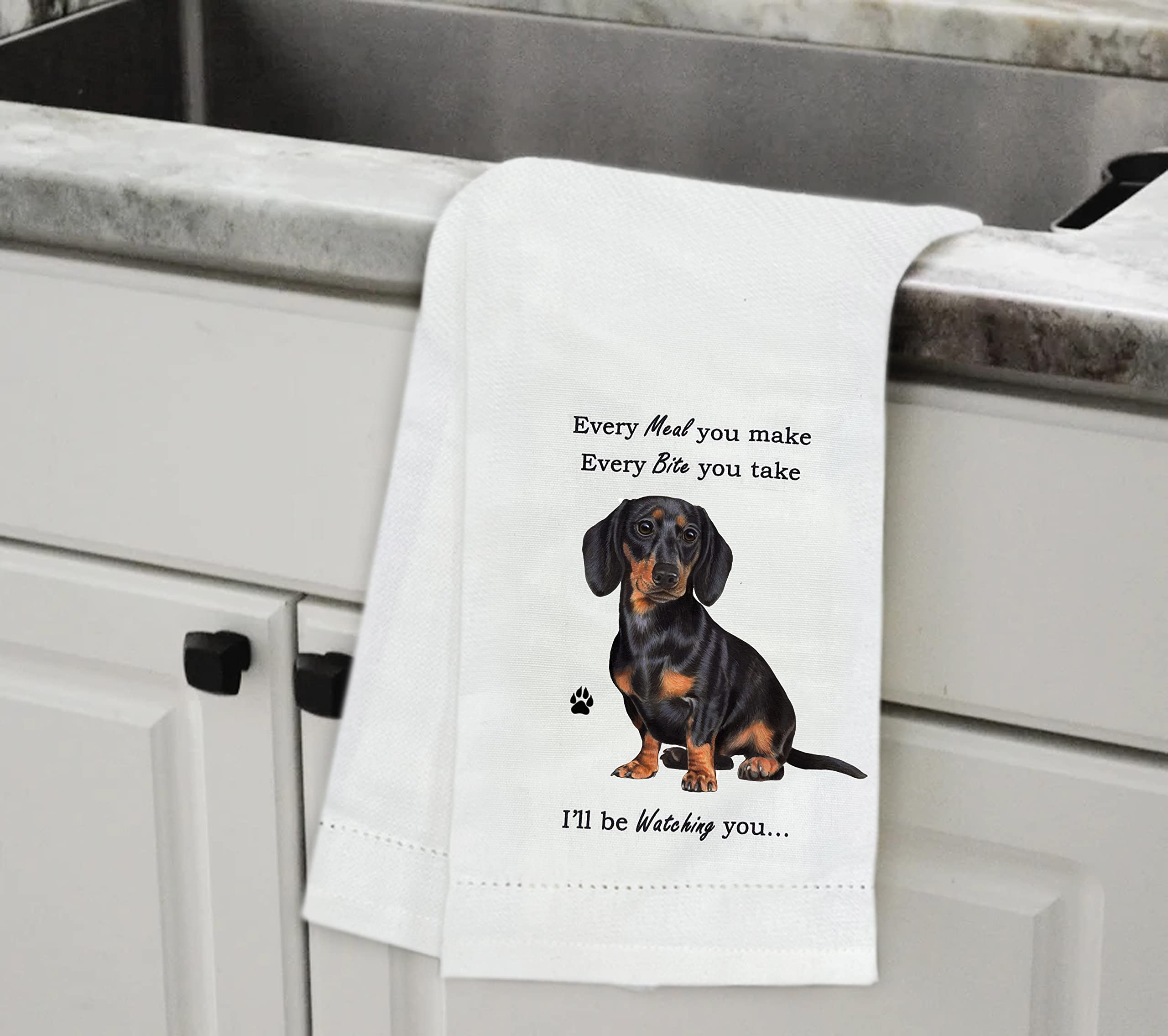 Black Dachshund Kitchen Towel - Soft Highly Absorbent - Black Dachshund Gifts - Dish Towels For Washing Dishes - Tea Towels - Re