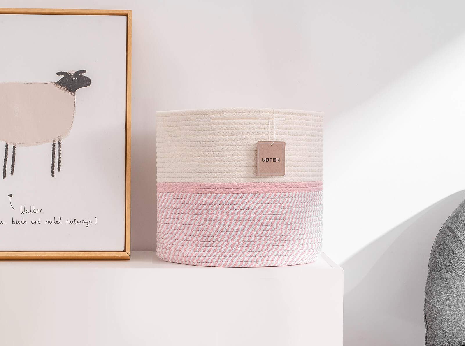 Voten Cube Storage Baksets Bins 11X11 Fit 12X12 Organizer Bookcases Shelving,Stylish&Durable Woven Cotton Basket Containers For