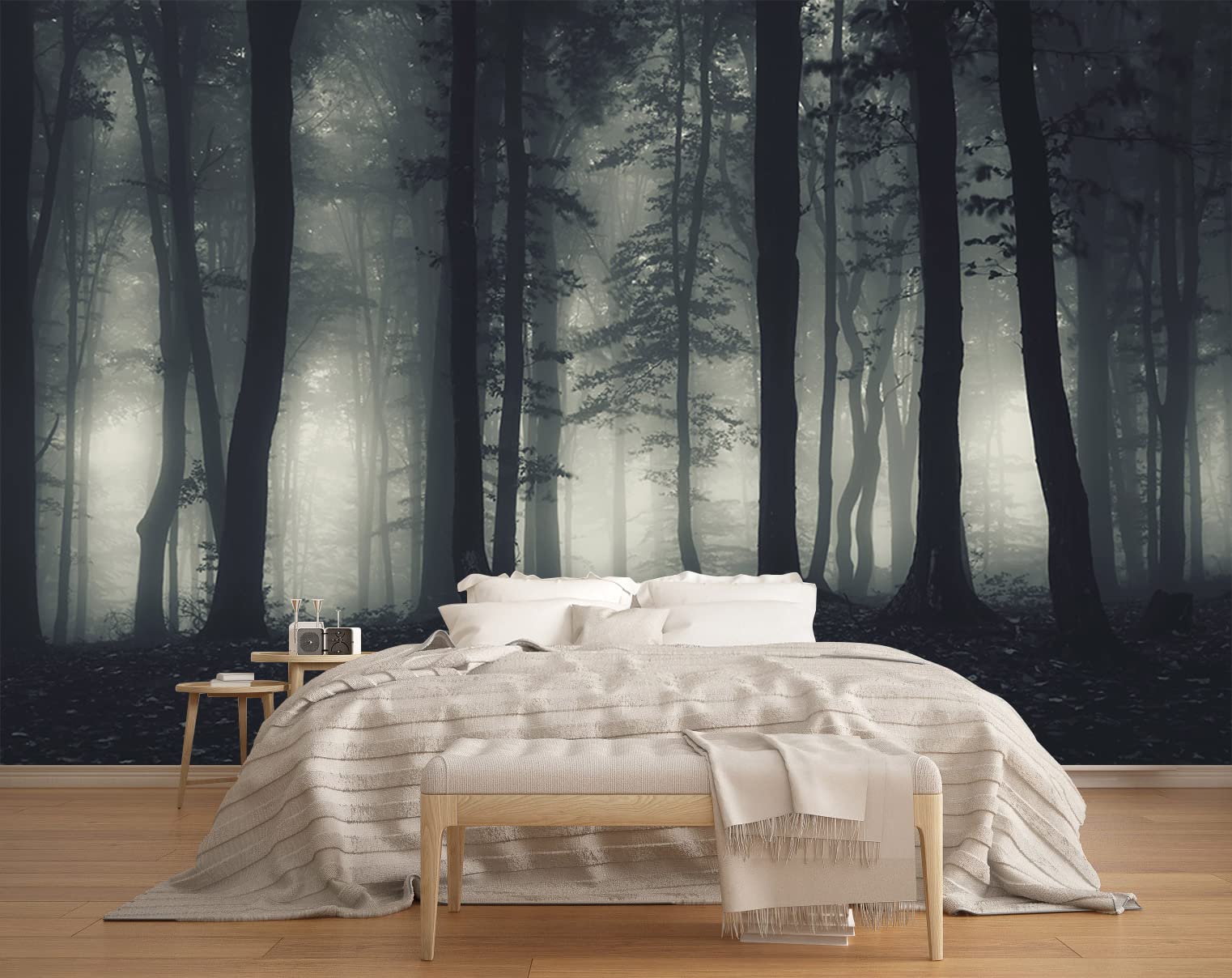 MFWFM Foggy Forest Wallpaper Misty Jungle Rainforest Trees Nature Landscape Wall Mural(Not Peel n Stick)
