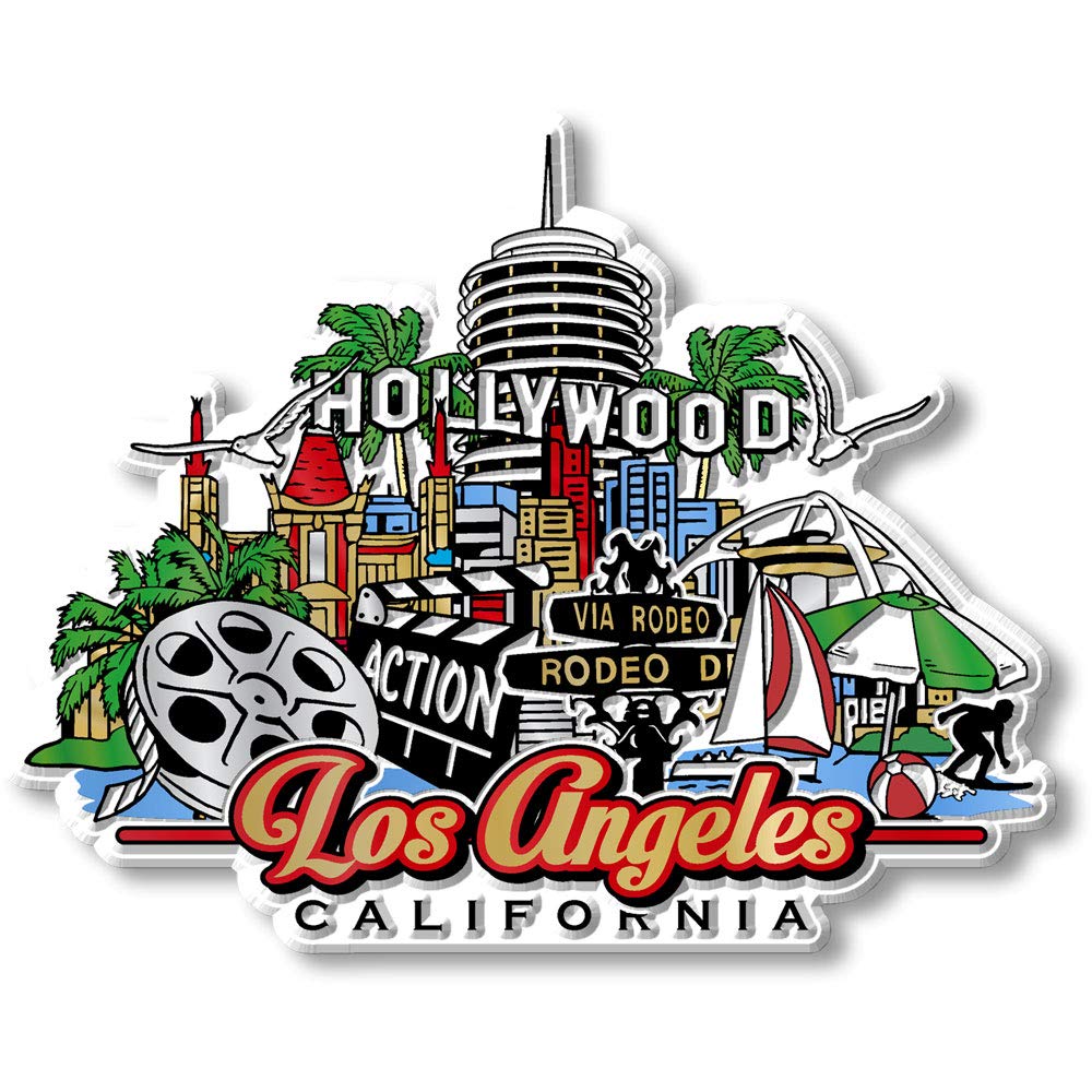 Los Angeles City Magnet by Classic Magnets, 3D Rubber Vintage-Style Collectible Souvenirs and Gifts Made in the USA, 4.1 x 3.2