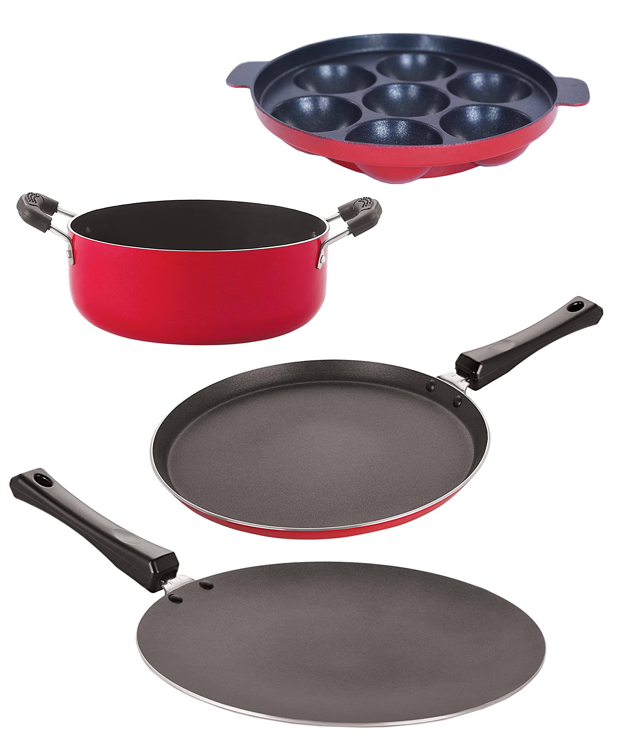 Nirlon Cookware Aluminium Non Stick Gift Cooking Set Of 4 Pieces (Ft10_Ct11_Ap7_Cs24)
