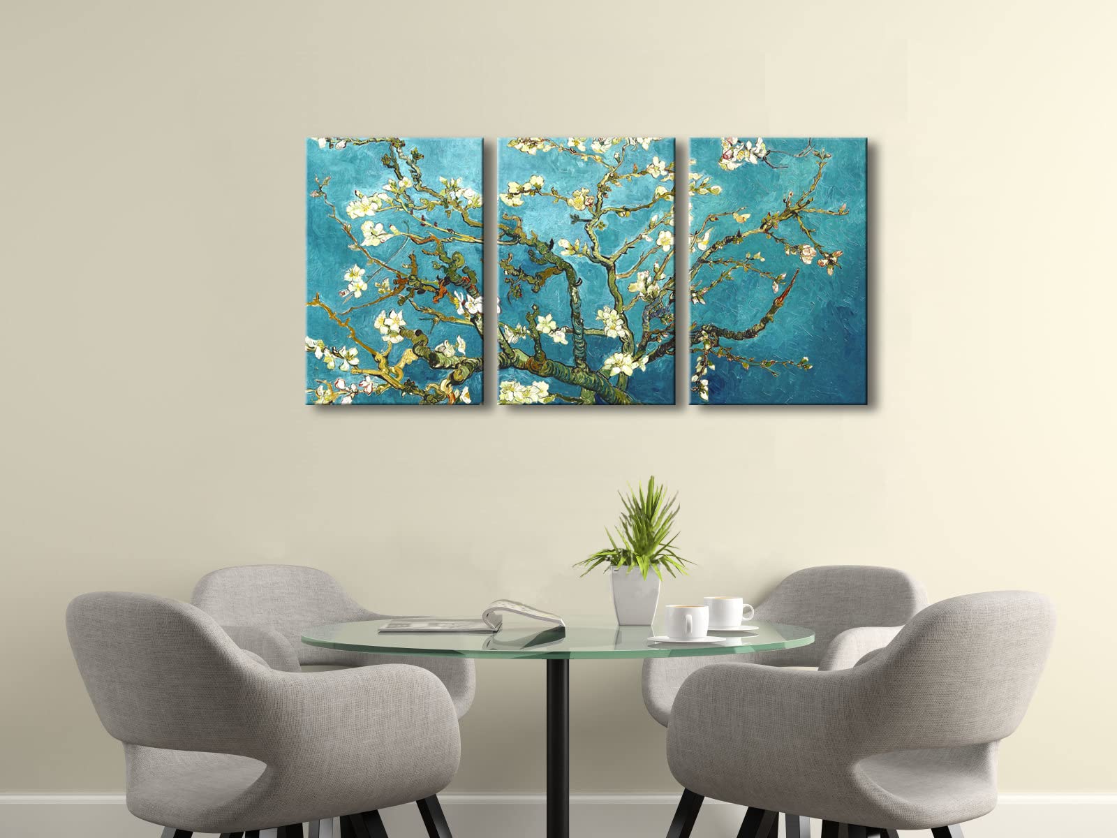 Wieco Art Giclee Canvas Prints Wall Art For Wall Decor By Van Gogh Paintings Almond Blossom Modern 3 Piece Stretched And Framed