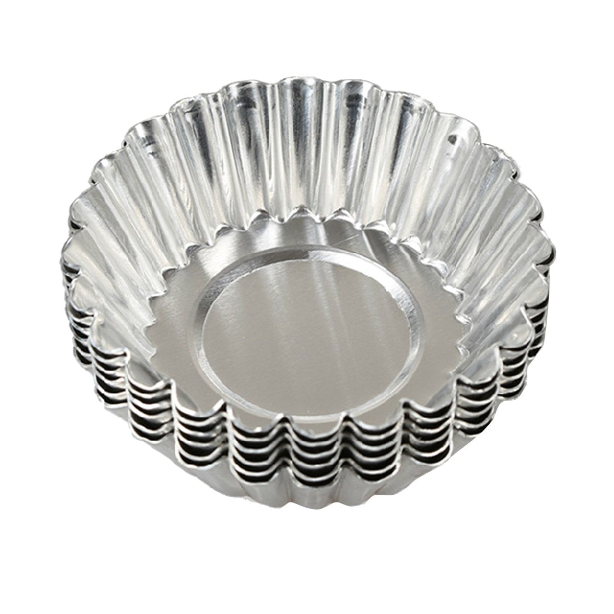 Hugestore 20Pcs Silver Tone Aluminum Egg Tart Mold Mould Makers Cupcake Cake Cookie Mold Lined Mould Tin Baking Tool 6.5Cm