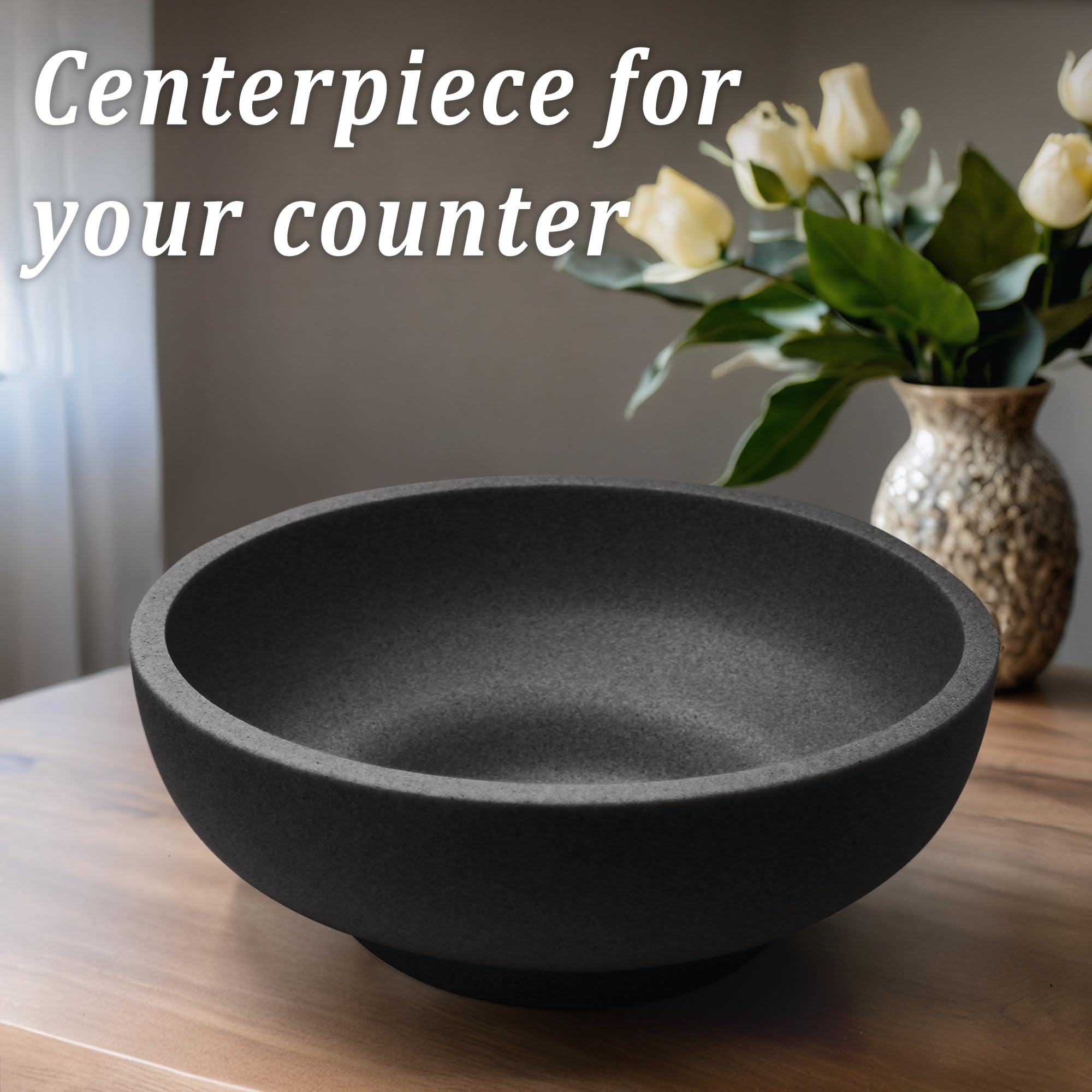 LIN CHUAN Large Decorative Bowl, Fruit Bowl for Kitchen Counter, Modern Resin Bowl for Home Decor, Key Holder for Entry Table, A
