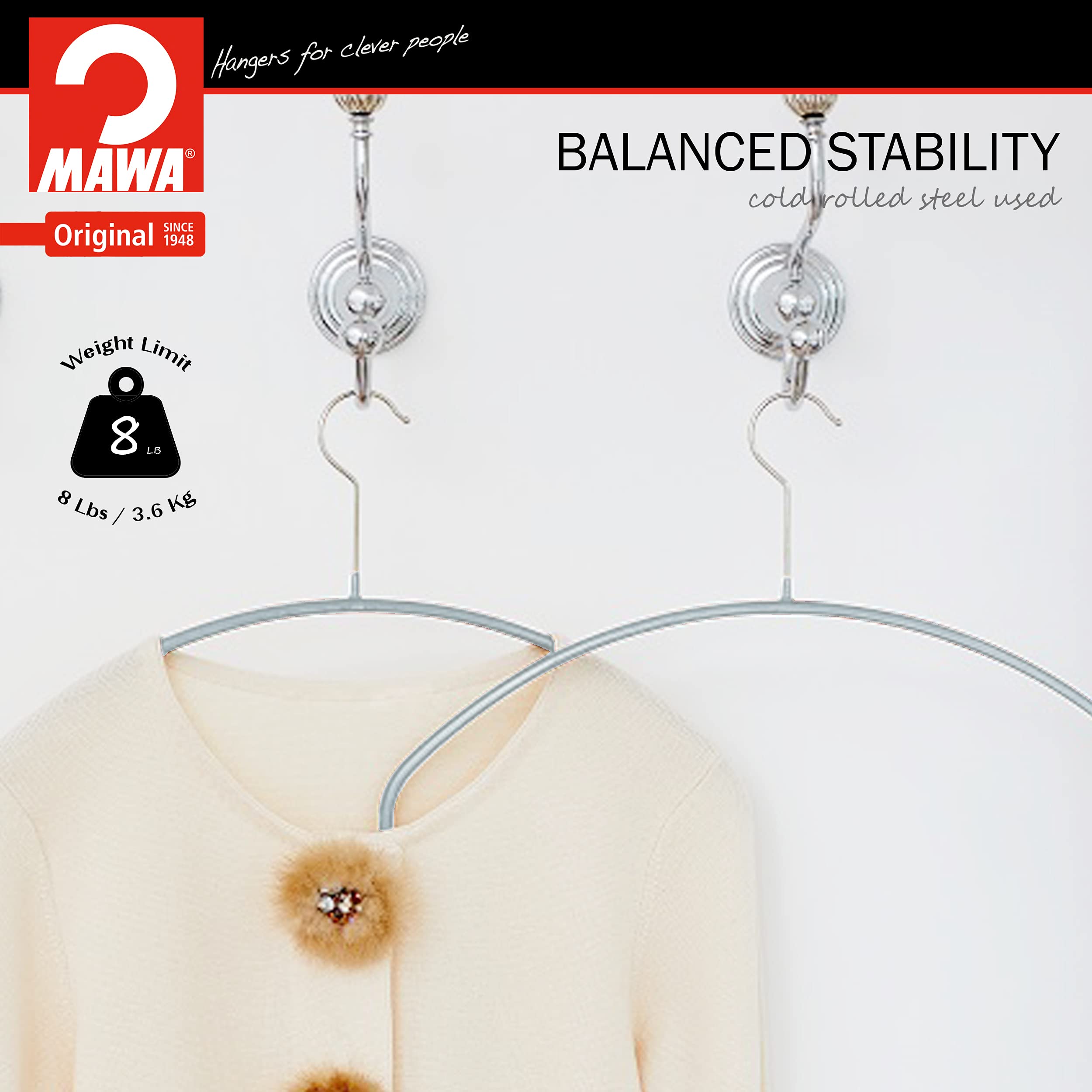 Mawa 14147 Clothing Hanger, Silver, Pack Of 130