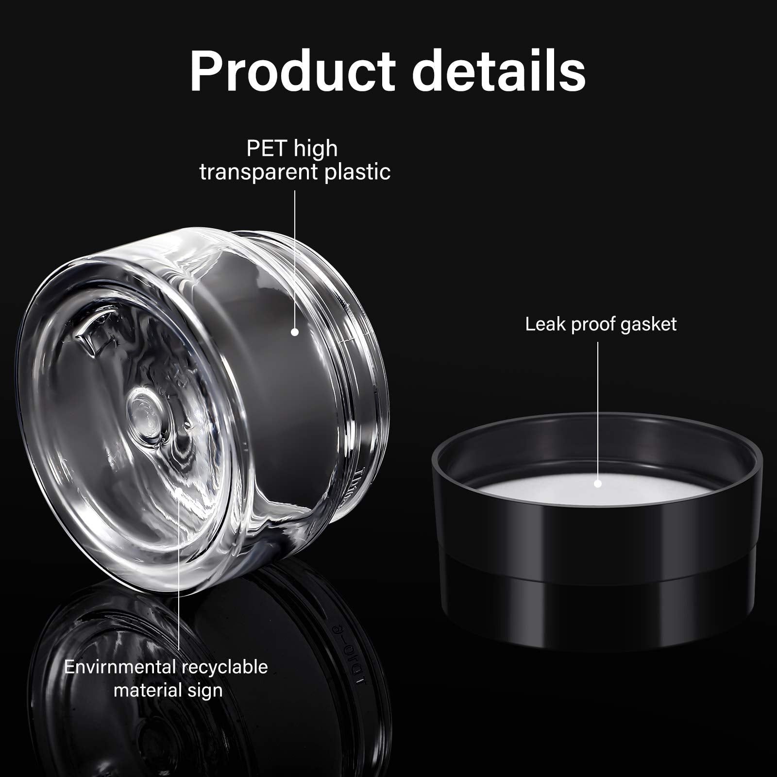 12 Pack Small Plastic Containers With Lids Clear Plastic Favor Storage Jars Wide Mouth For Beauty Products (1 Ounce, Black)