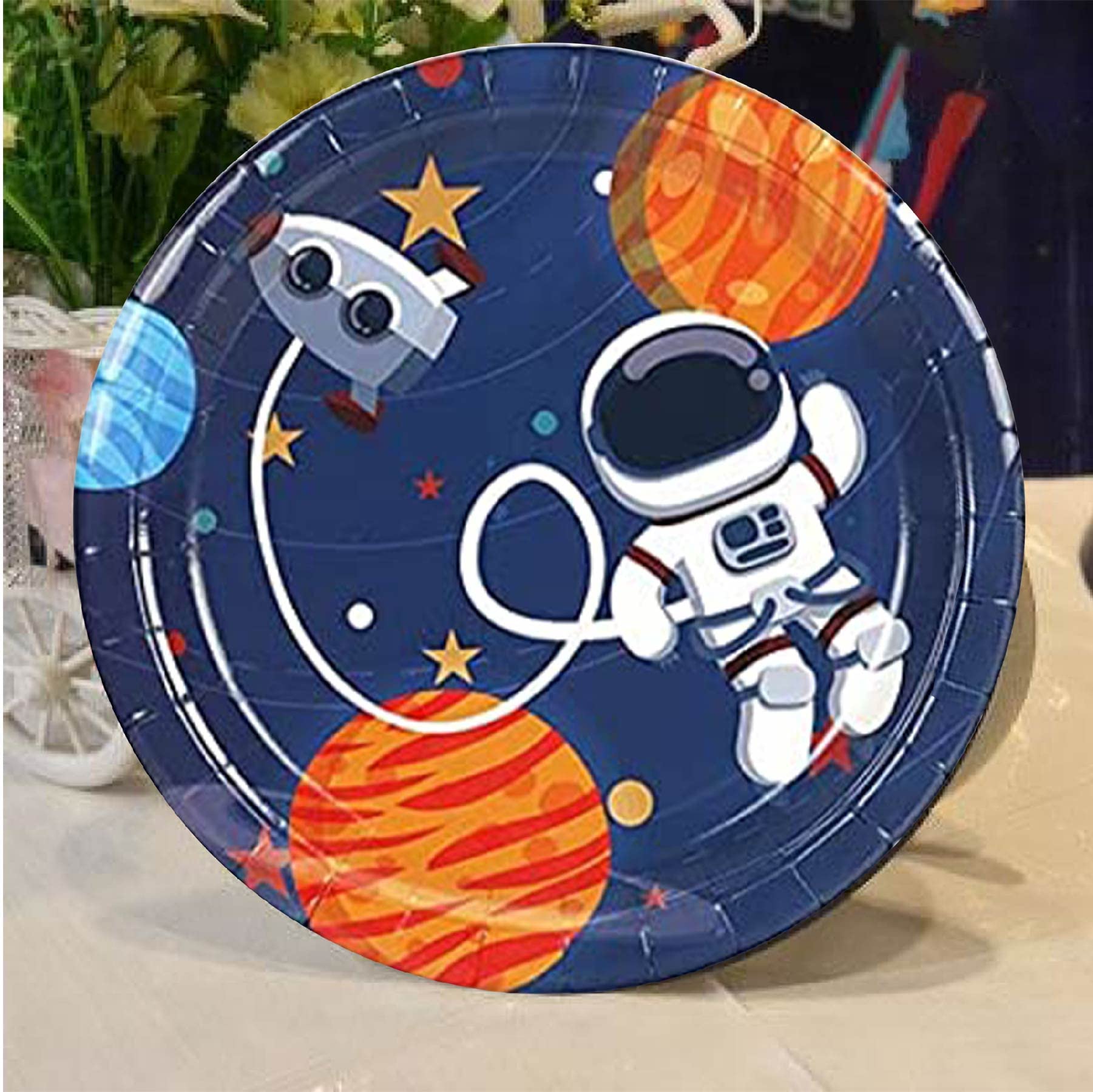 Wanna Party Space Theme Plates, 9 Inch Paper Plates For Outer Space Birthday Party Supplies,Galaxy Solar System Astronaut Theme