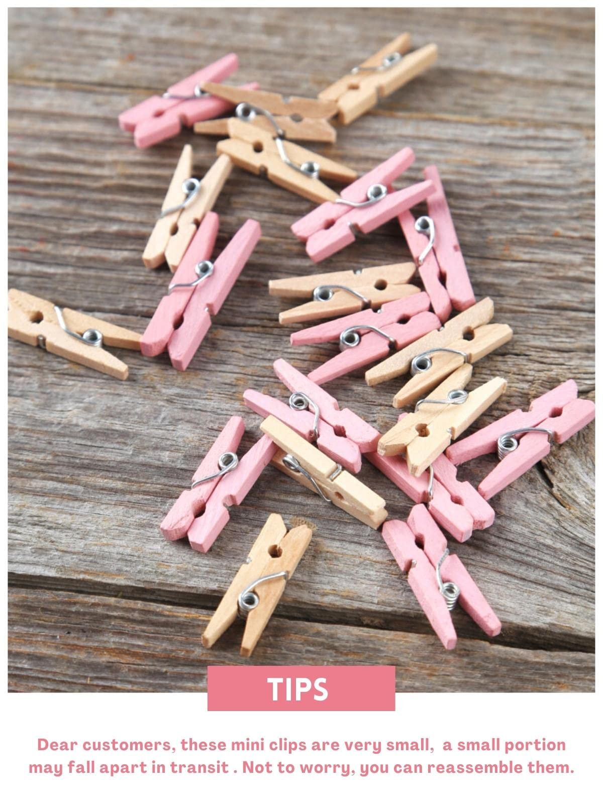 Mini Clothes Pins For Photo, Sturdy Natural Wooden Clothespins 150 Pcs 1 Inch With 33 Ft Jute Twine, Small Clips For Crafts Disp