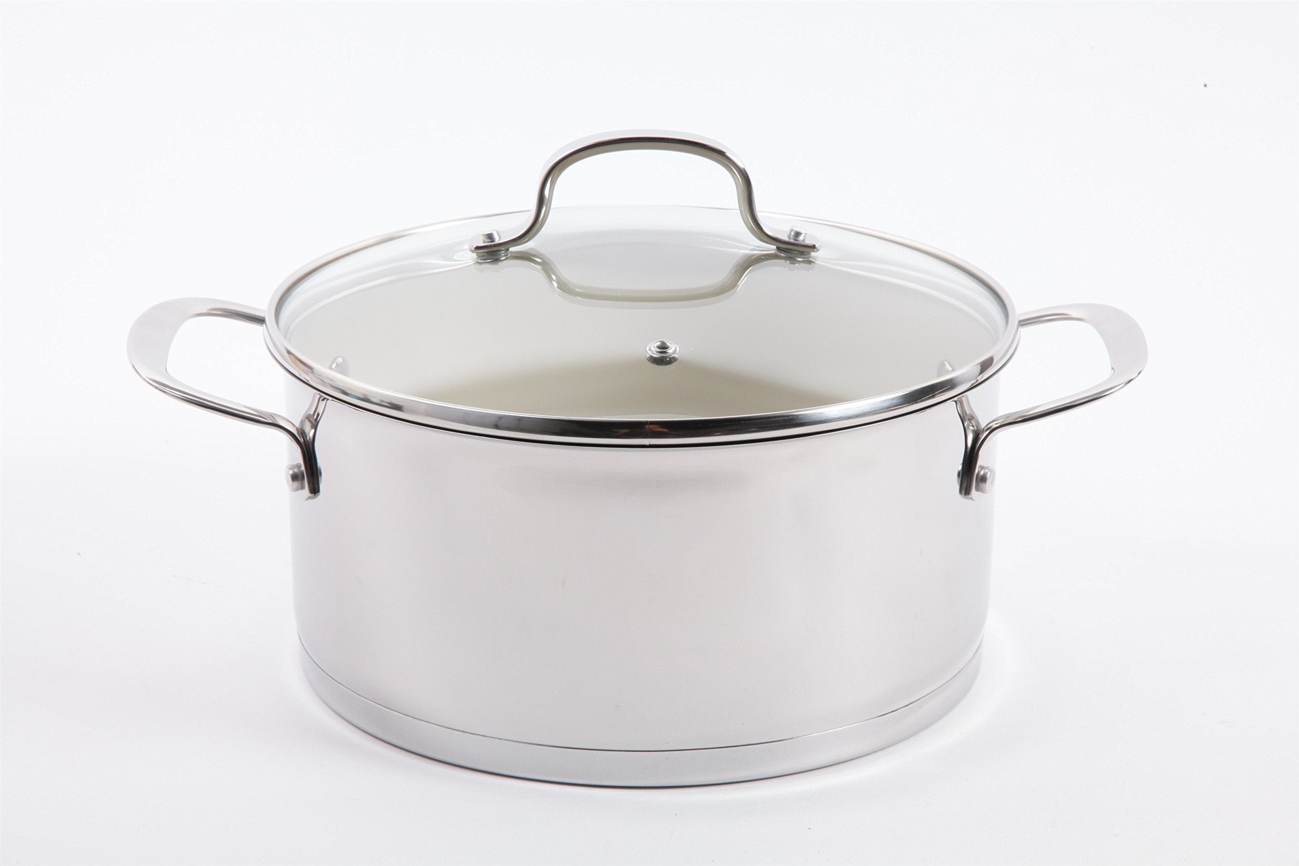 Gibson Cuisine Gleaming 7 Piece Cookware Set with Ceramic Nonstick Interior, Stainless Steel