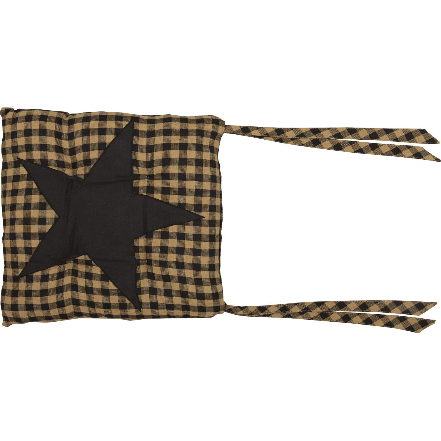 Vhc Brands, Black Star, Cotton, 15X15, Chair Pad, Black