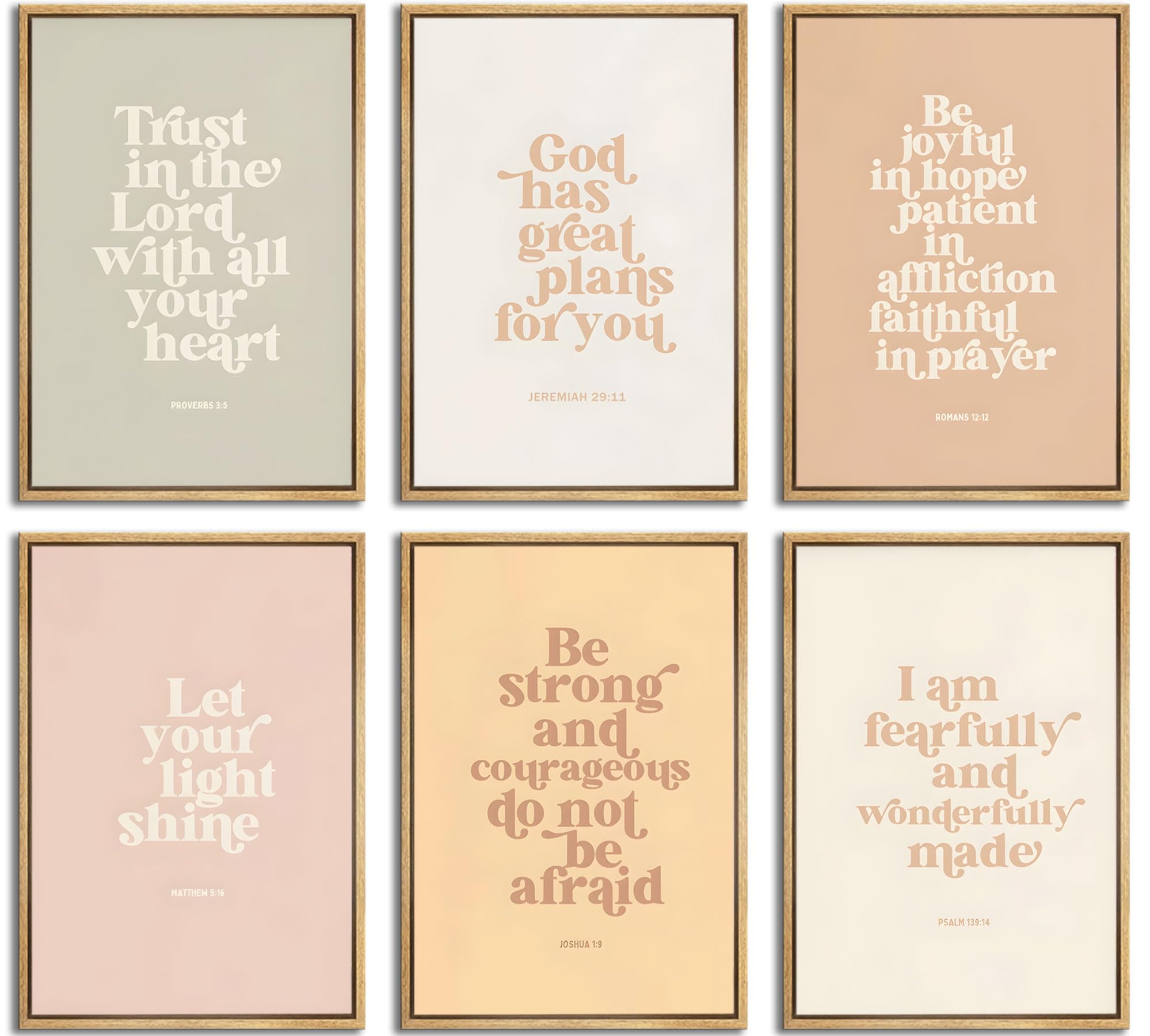6Pcs Colorful Children Bible Verse Canvas Wall Art Christian Toddler Pray Posters Prints Paintings Boho Children Education Wall 