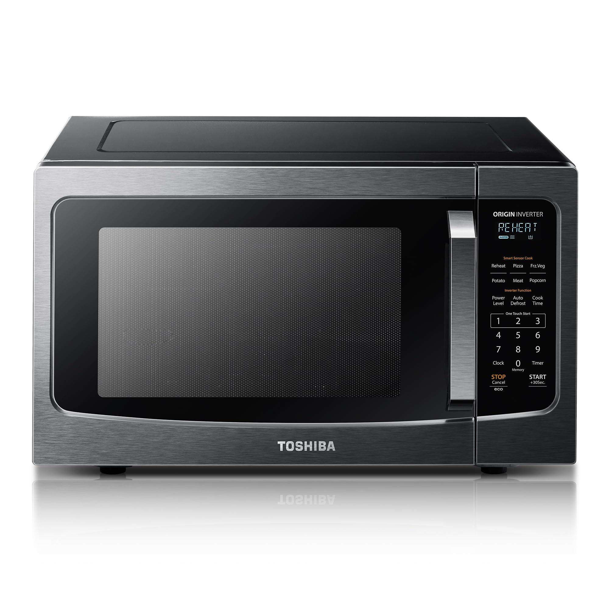 TOSHIBA ML-EM45PIT(BS) Countertop Microwave Oven with Inverter Technology, Kitchen Essentials, Smart Sensor, Auto Defrost, 1.6 C