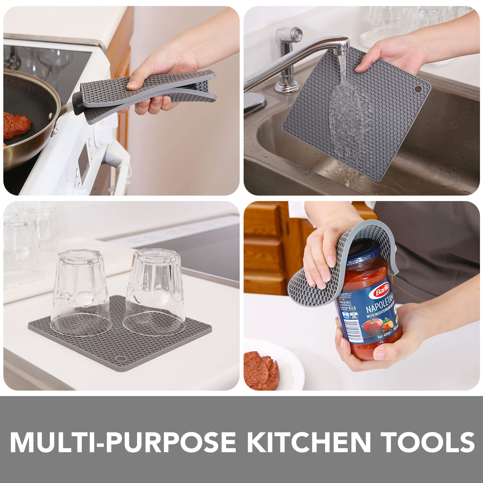 Joyhalo Trivets For Hot Dishes - Hot Pads For Kitchen, Silicone Pot Holders For Hot Pots And Pans, Silicone Mats For Kitchen Cou