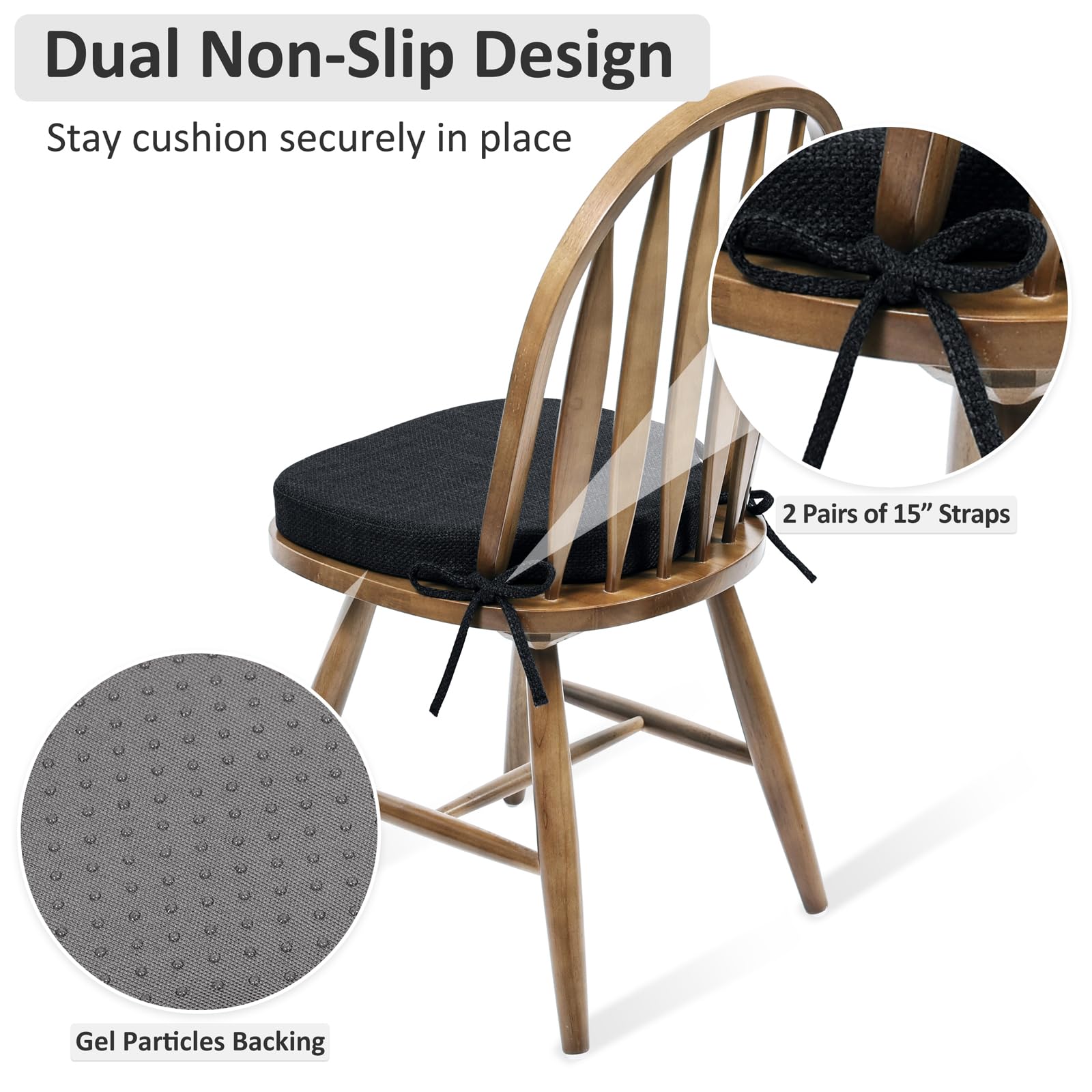 Shinnwa Dining Chair Cushions Set Of 6 Windsor Chair Pads For Dining Room, High-Resilience Seat Cushions For Kitchen Chairs With