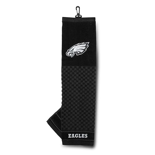Team Golf Nfl Philadelphia Eagles Embroidered Golf Towel Embroidered Golf Towel, Checkered Scrubber Design, Embroidered Logo