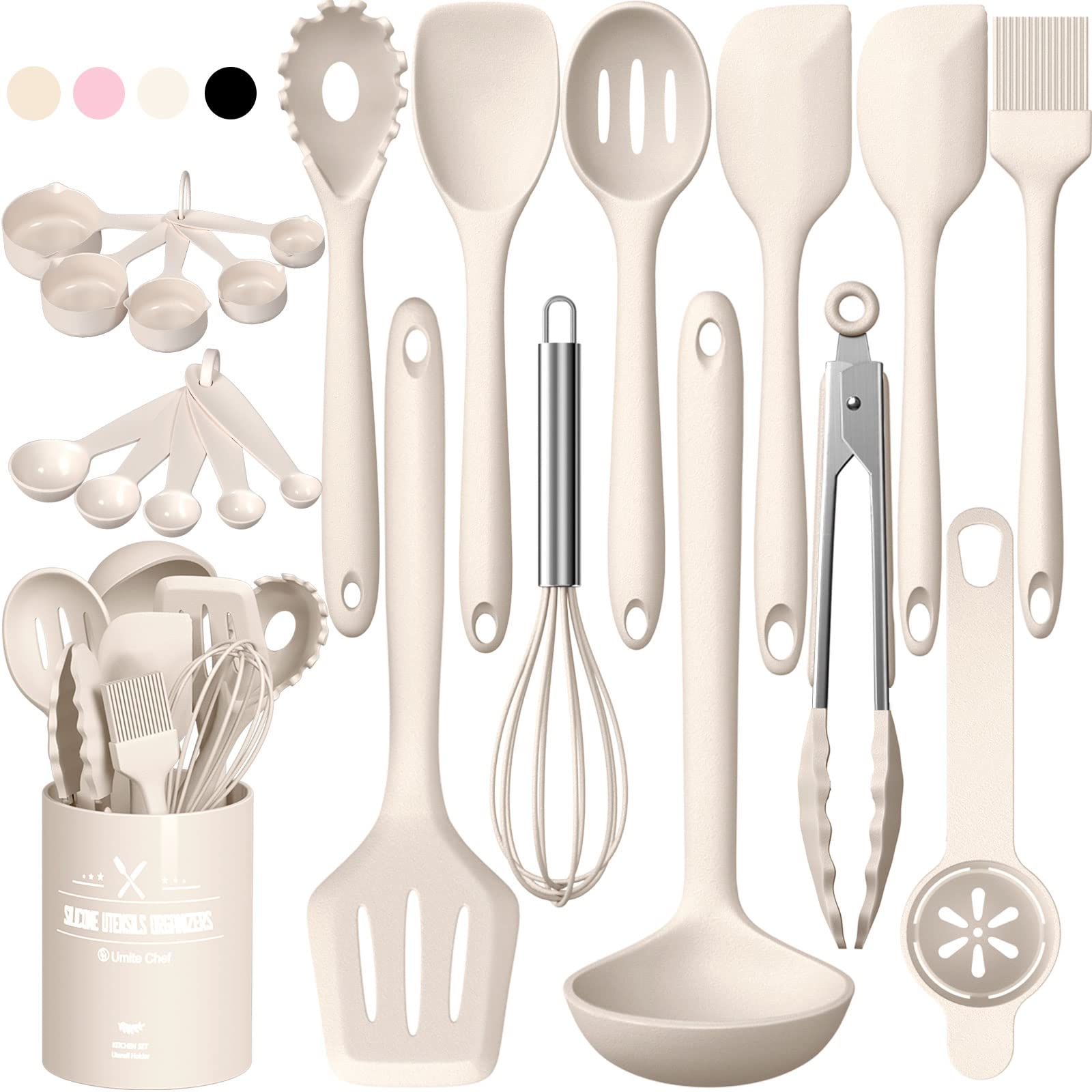 Silicone Kitchen Cooking Utensils Set, Umite Chef 22Pcs Heat Resistant Kitchen Utensils, Spatula, Spoon, Whisk, Dishwasher Safe