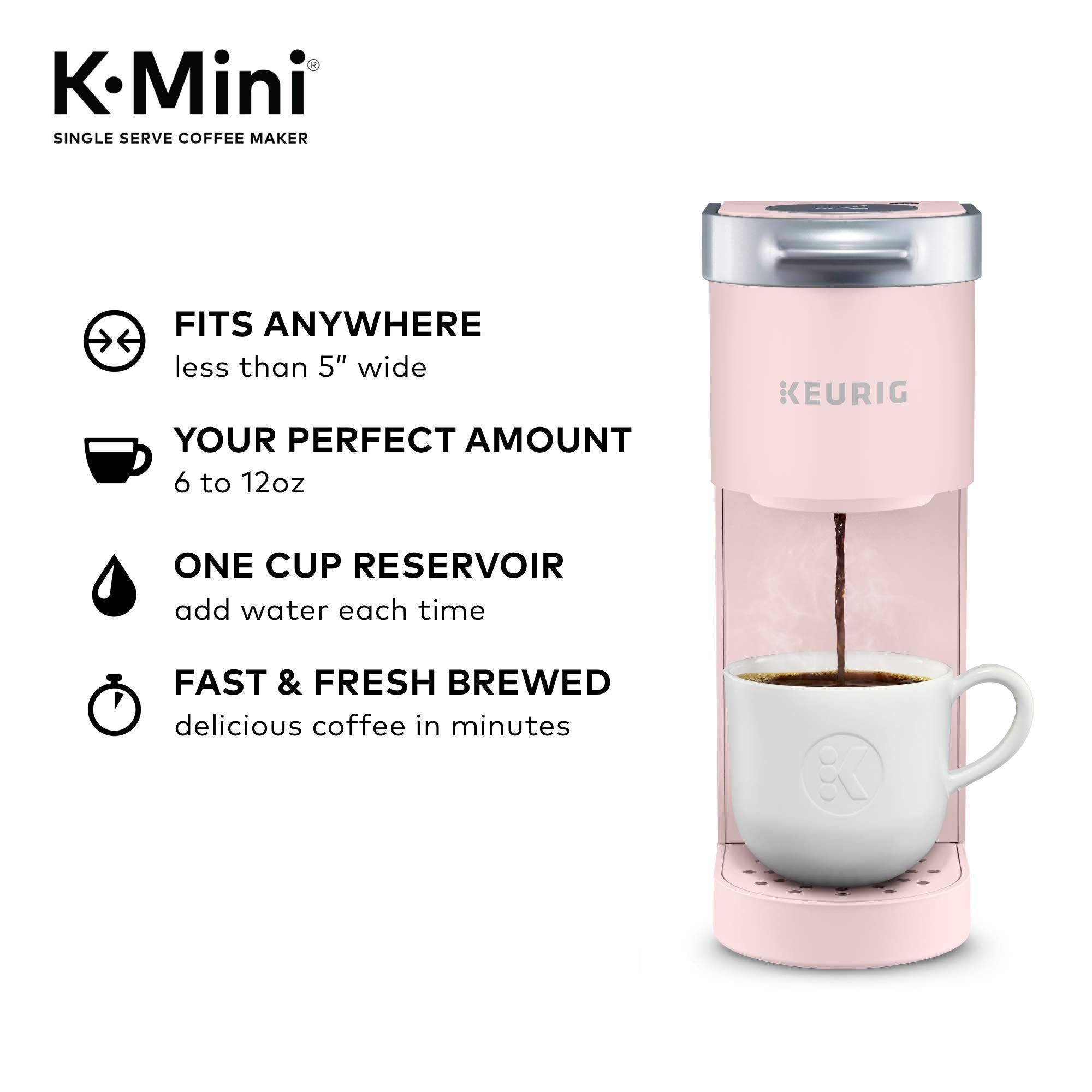 Keurig K-Mini Coffee Maker, Single Serve Brewer, 6-12 oz, Dusty Rose