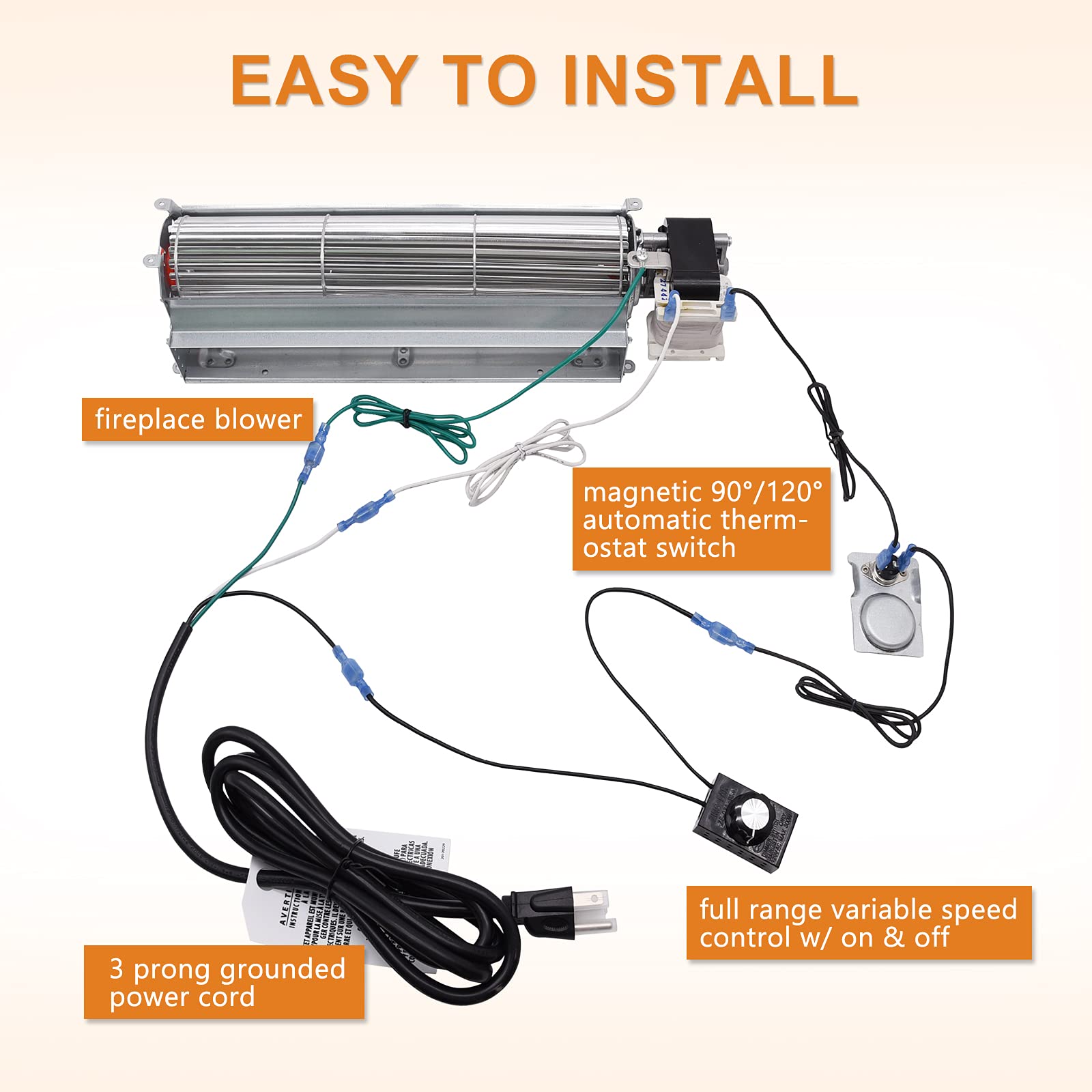 Adviace BKT BK Blower Fan Kit for Desa Tech, FMI, Vanguard, Vexar & Astria Fireplaces, GA3650 GA3700 GA3750 GA3650T GA3700T GA37