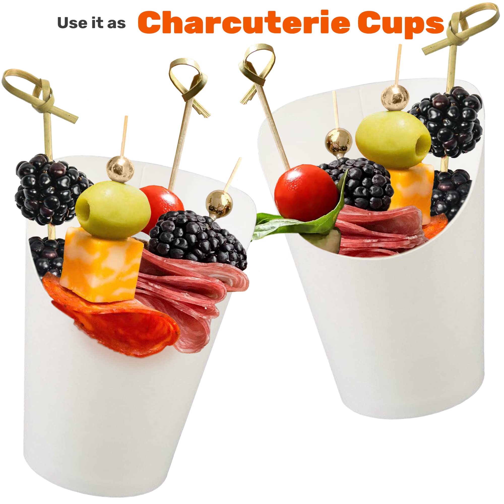 Cusinium 14 Oz 50-Pack White French Fry Cups - Charcuterie Cups Disposable