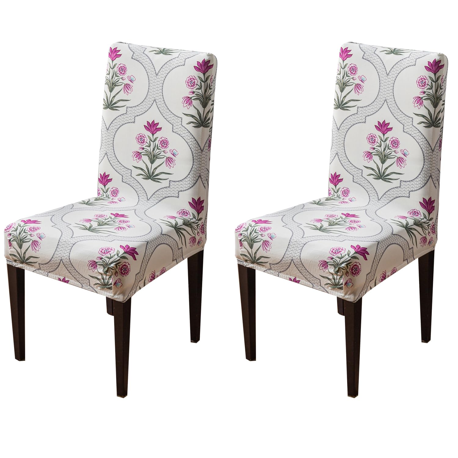 House Of Quirk Elastic Chair Cover Stretch Removable Washable Short Dining Chair Cover Protector Seat Slipcover (Pack Of 2, Mugh