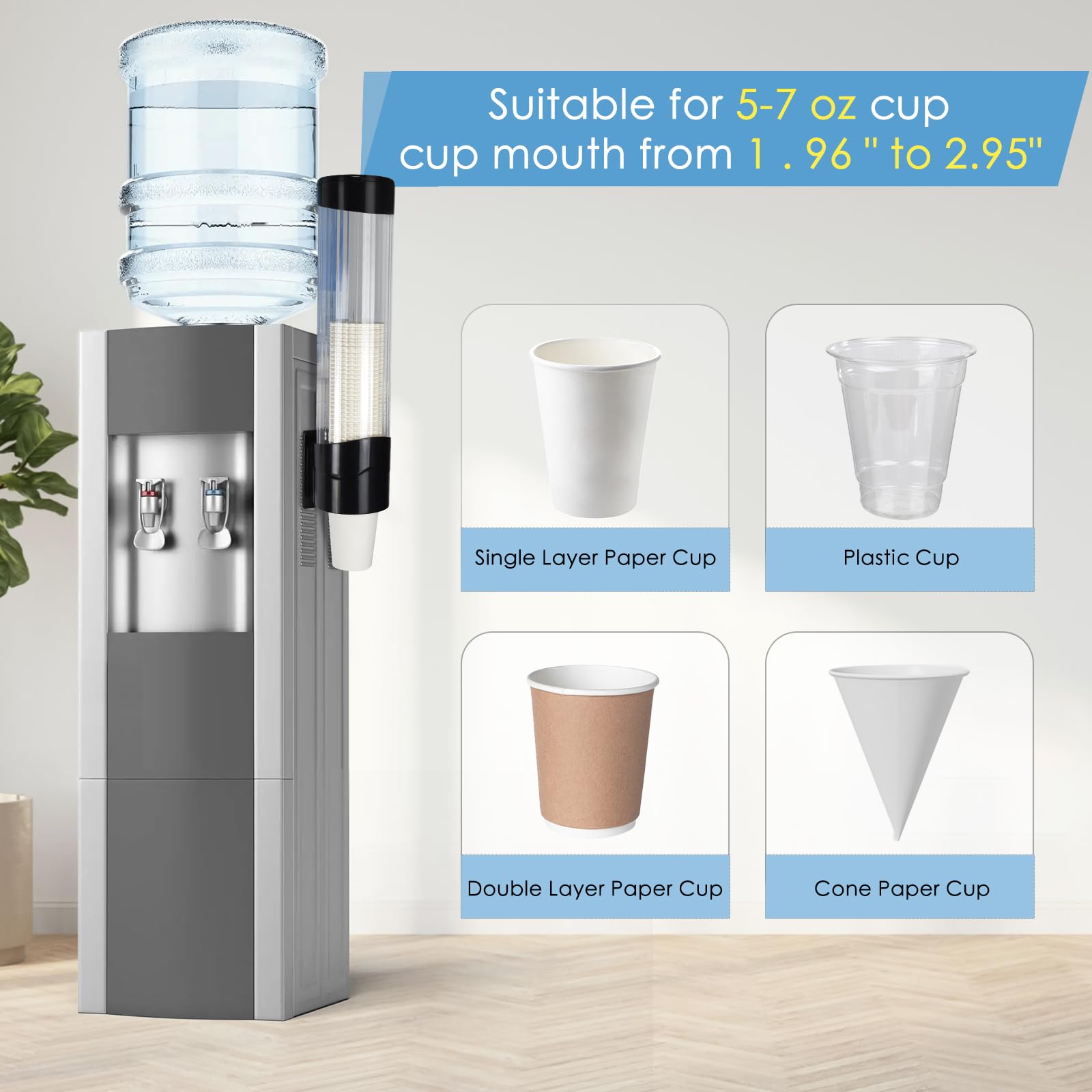 Samhe Medium Pull Type Cup Dispenser, Paste Or Screw Plate Mountable Cups Holder, Fits 5Oz - 7Oz Cone Or Flat Bottom Cups, 16