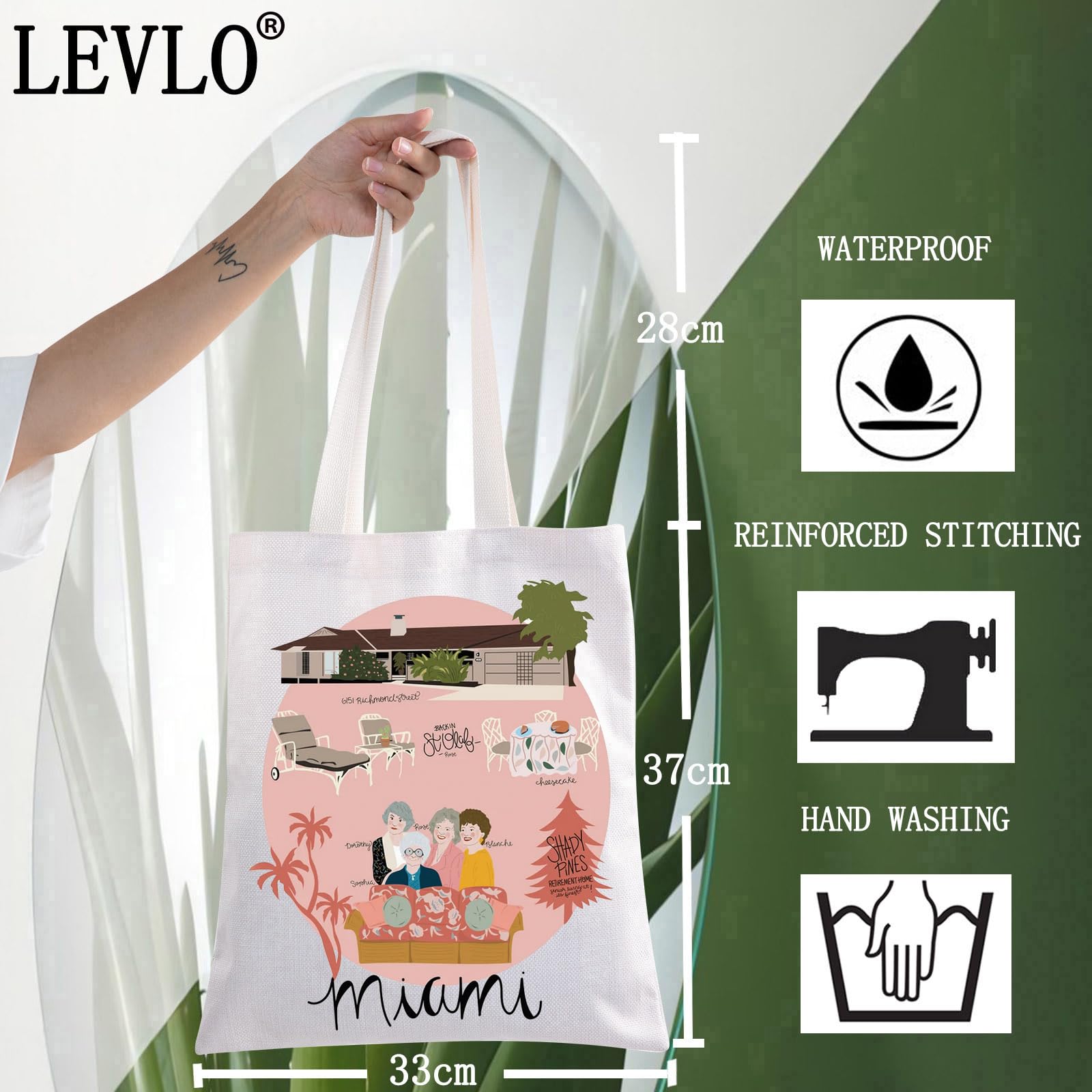 Levlo Rose & Dorothy & Sophia Tote Bag Miami Golden Tv Show Fans Gift Rose & Dorothy & Sophia Fans Merchandise (Miami Golden Tot