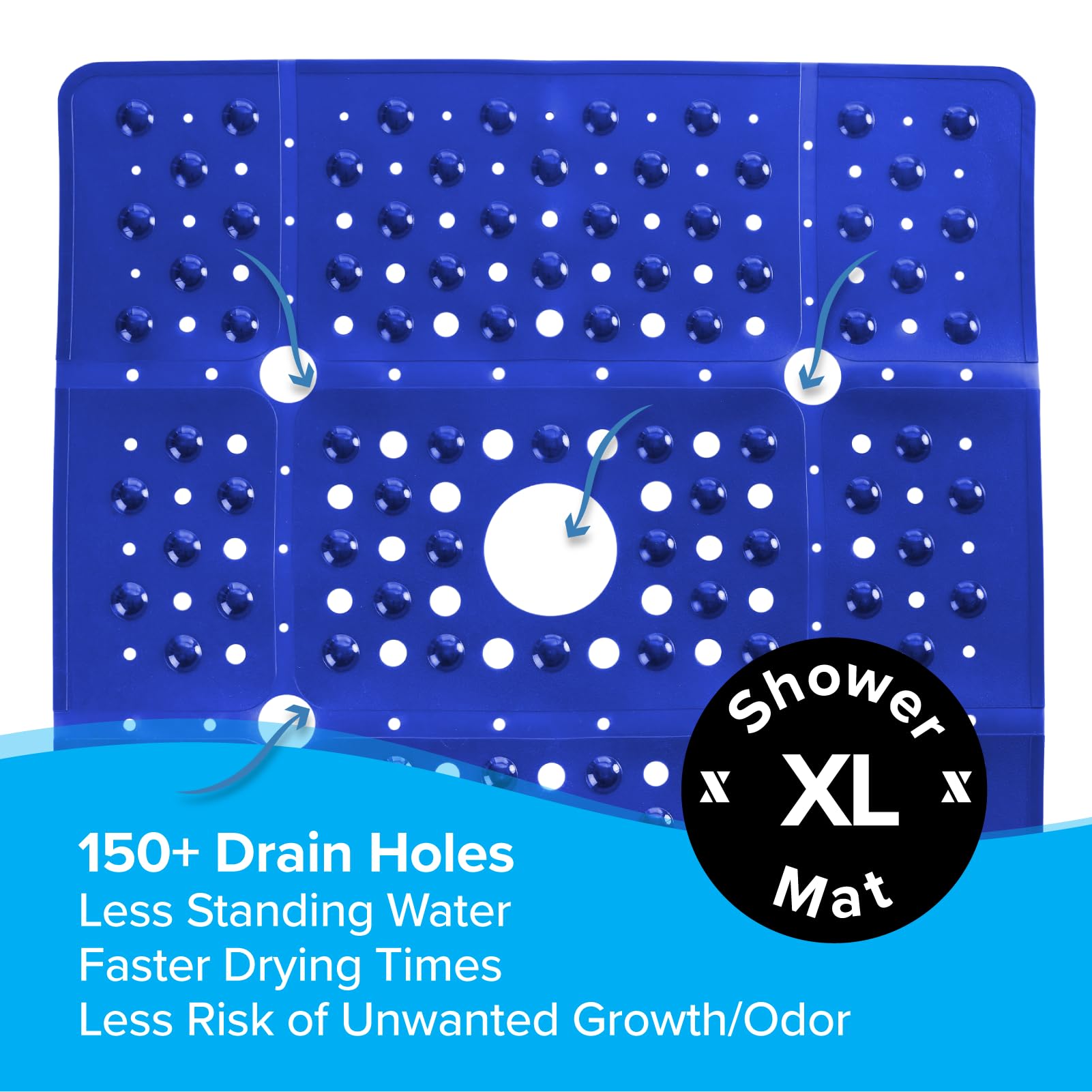 Slipx Solutions Extra Large Square Shower Mat, 27''X27'', Non-Slip Stall Mat For Elderly & Kids Standing Bath Tub Mat, Machine W