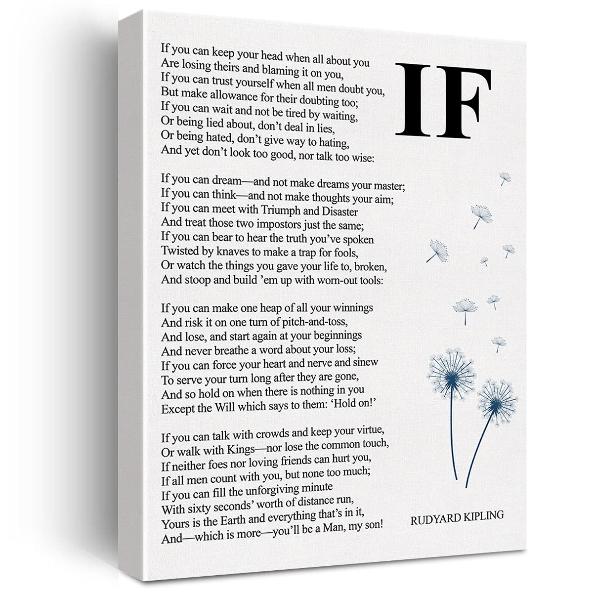 Inspirational Canvas Wall Art Motivational If Poem Rudyard Kipling Quote Canvas Print Positive Canvas Painting Office Home Wall 