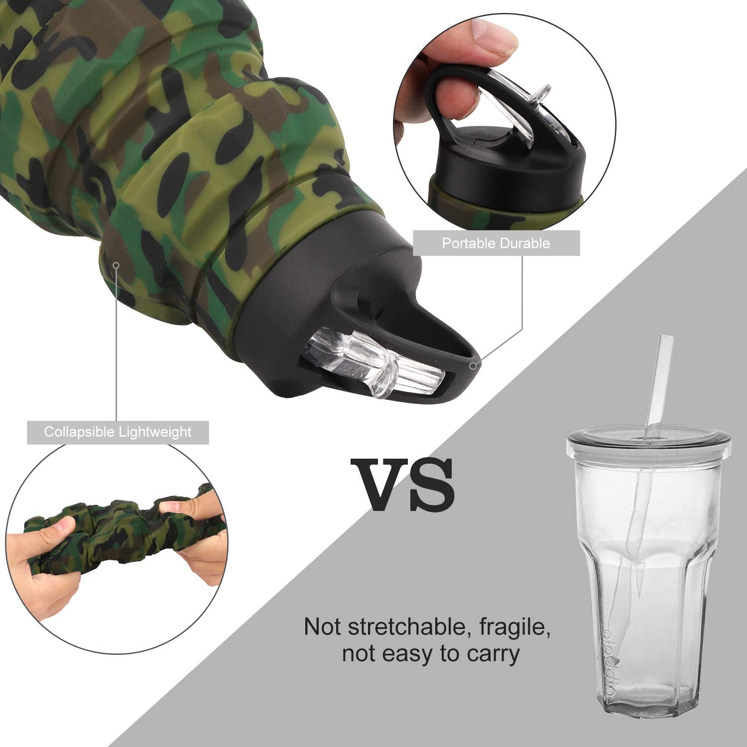 Penghaiyunfei Collapsible Travel Water Bottle18Oz, Reuseable Silicone Foldable Water Bottles For Gym Camping Hiking, Portable Le