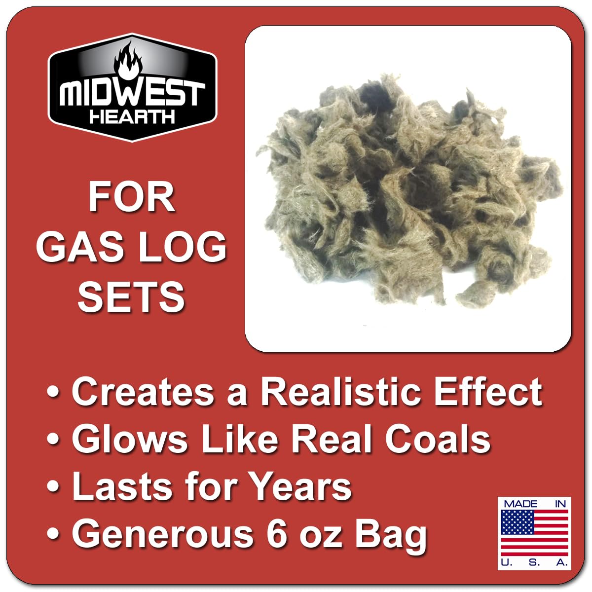 Midwest Hearth Rock Wool for Gas Log - 6 oz. Bag (Pack of 2)