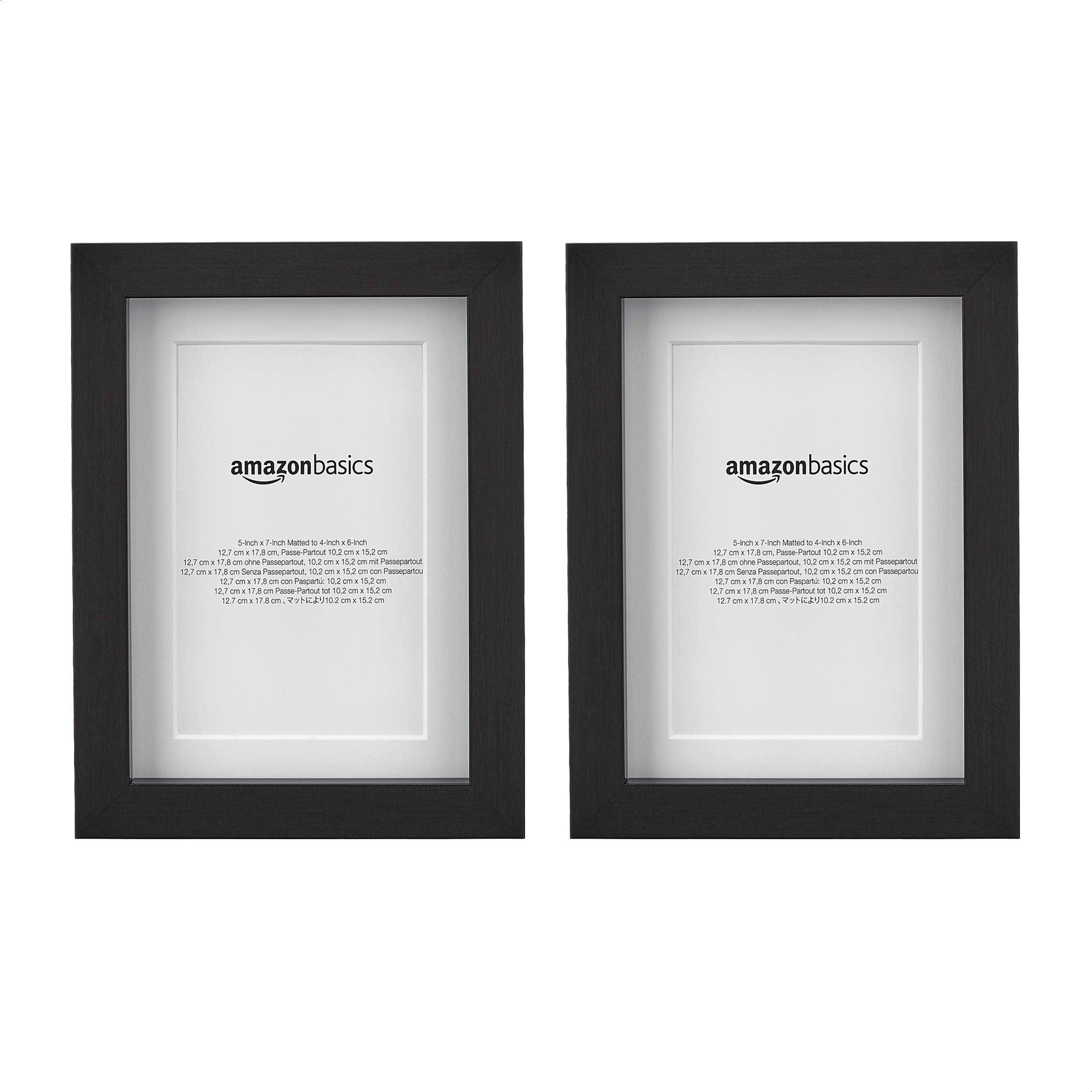 Amazon Basics 11 x 14 Rectangular Photo Picture Frame, (8 x 10 With Mat), 2-Pack, Black, 15.2 Inch L x 12.2 Inch W