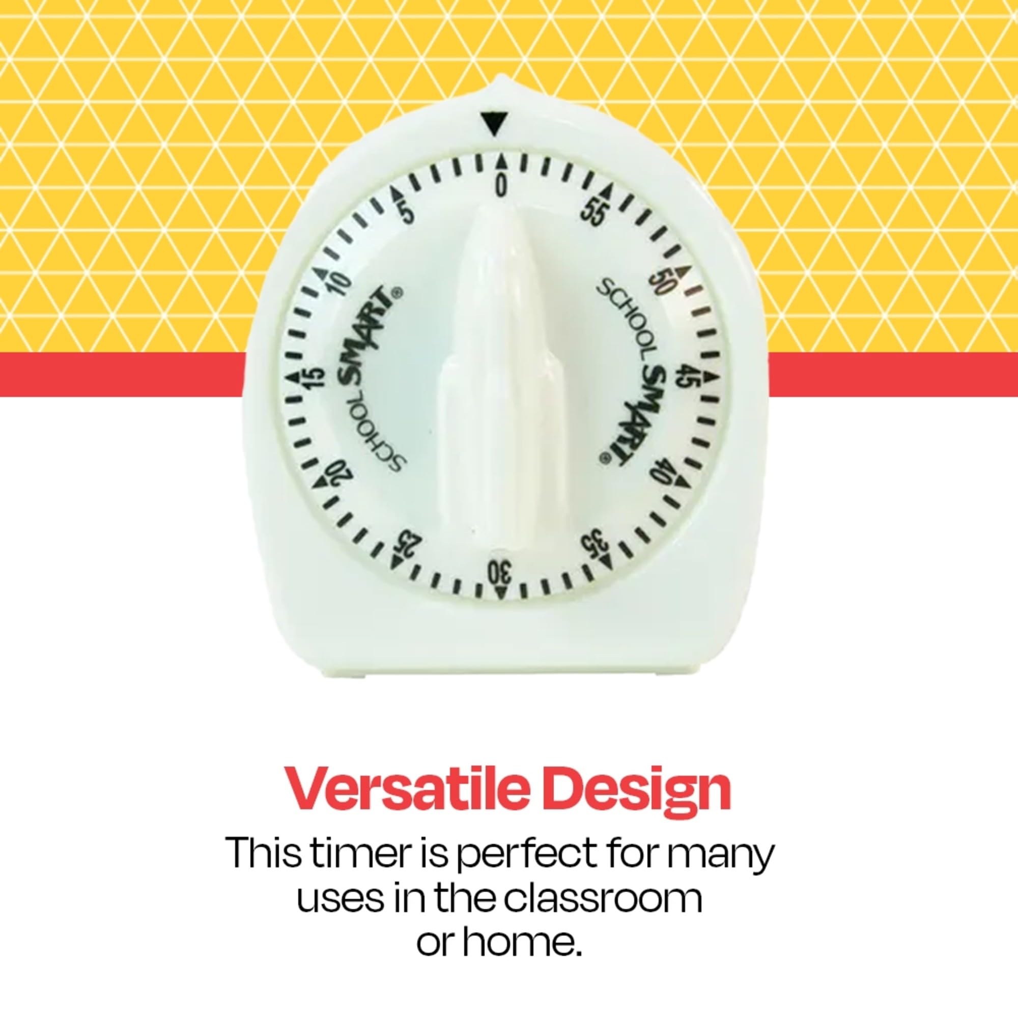 School Smart Large Minute Timer, 1 - 60 Min, 3-3/8 In H X 3 In, White - 084084