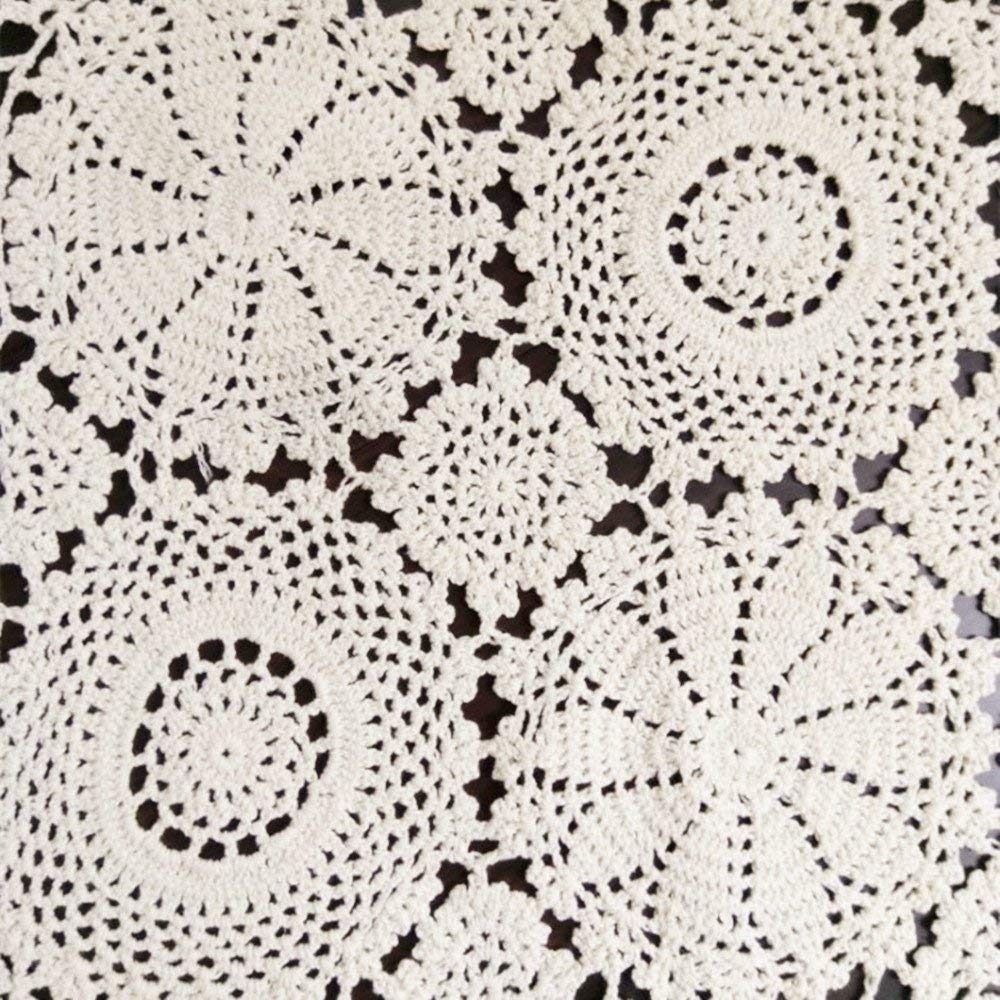 Ustide Rustic Floral Table Runner 15.7''X27.5'',2Pc White Hand Crochet Table Placemats Lace Cotton Table Doilies Lace Table Runn